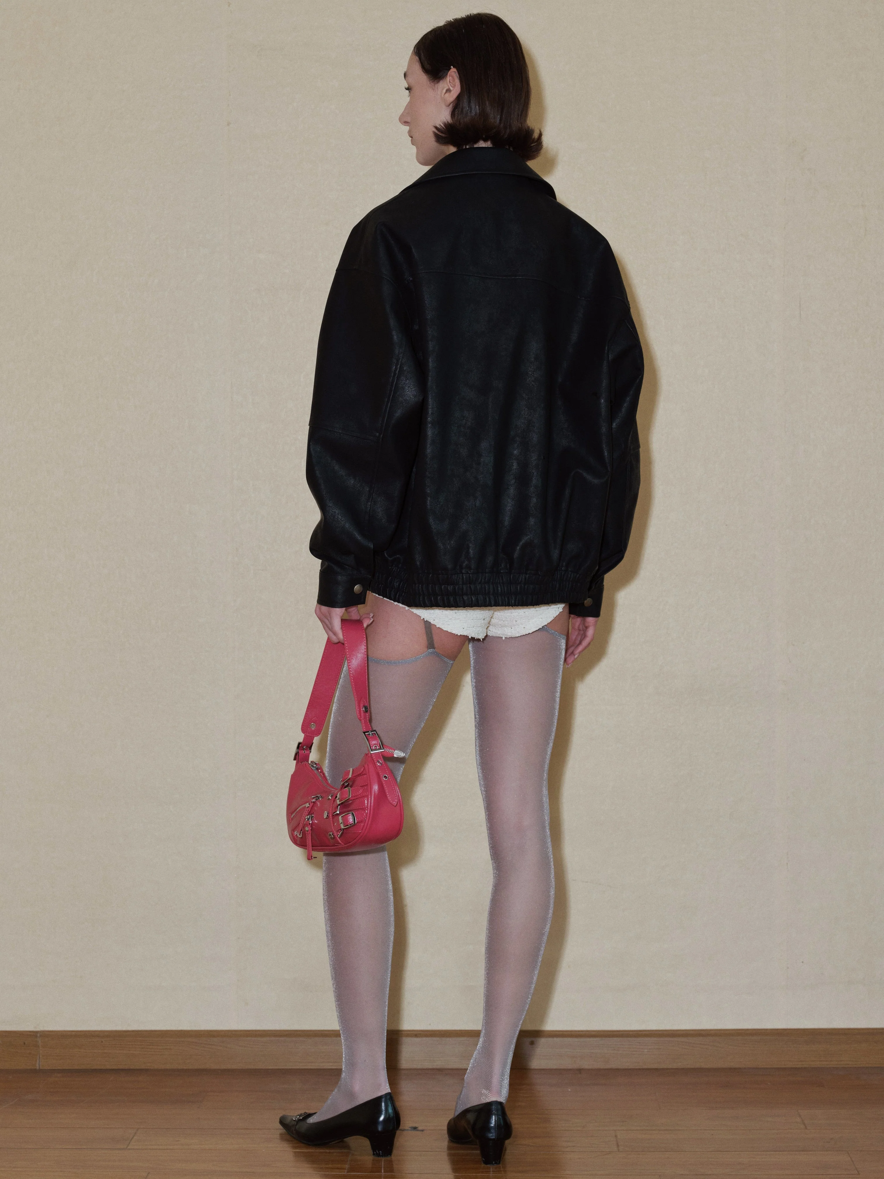 Black Classic Faux Leather Jacket - Image 13