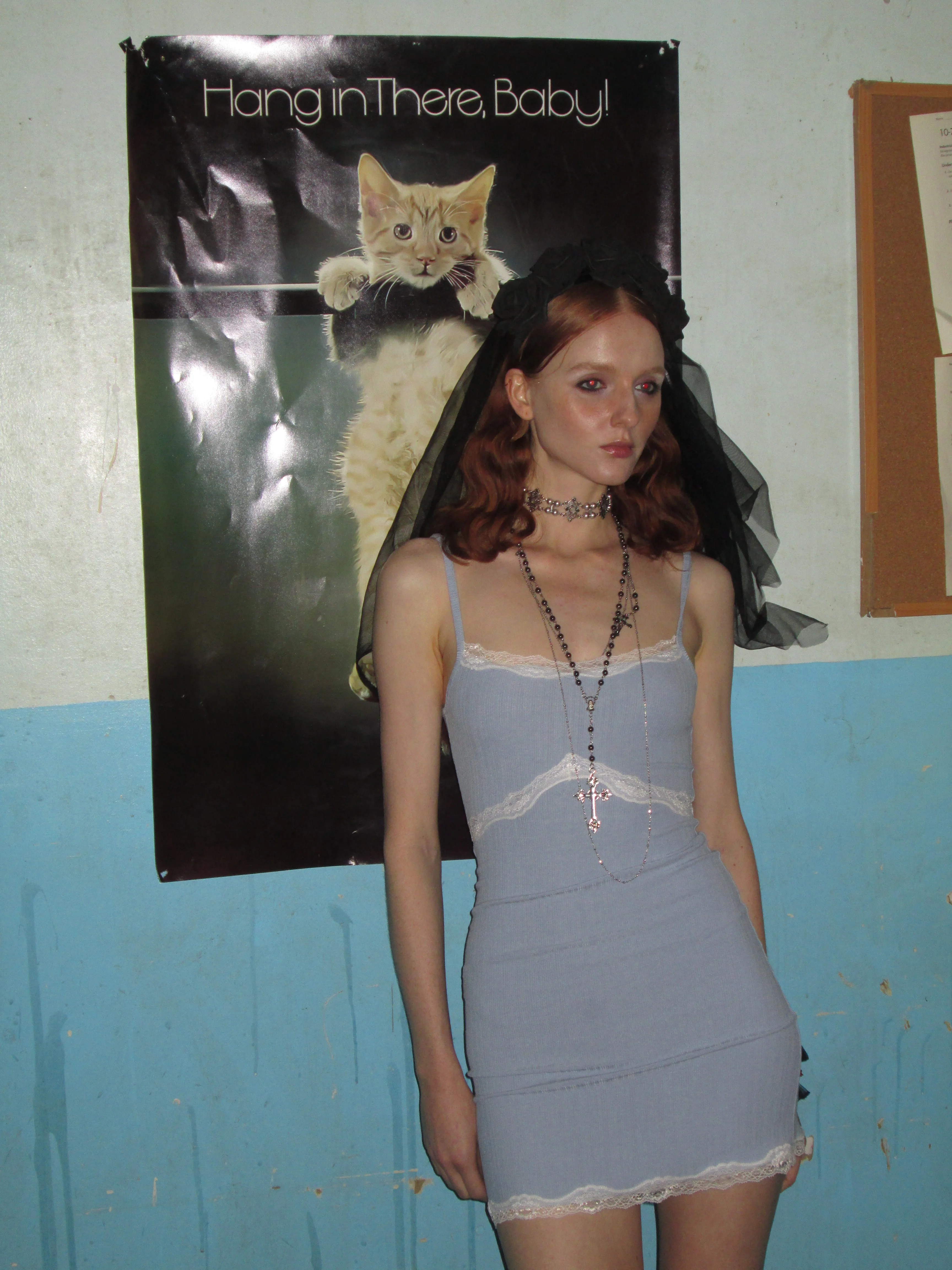 Blue Lace Trim Spaghetti Strap Dress - Image 7