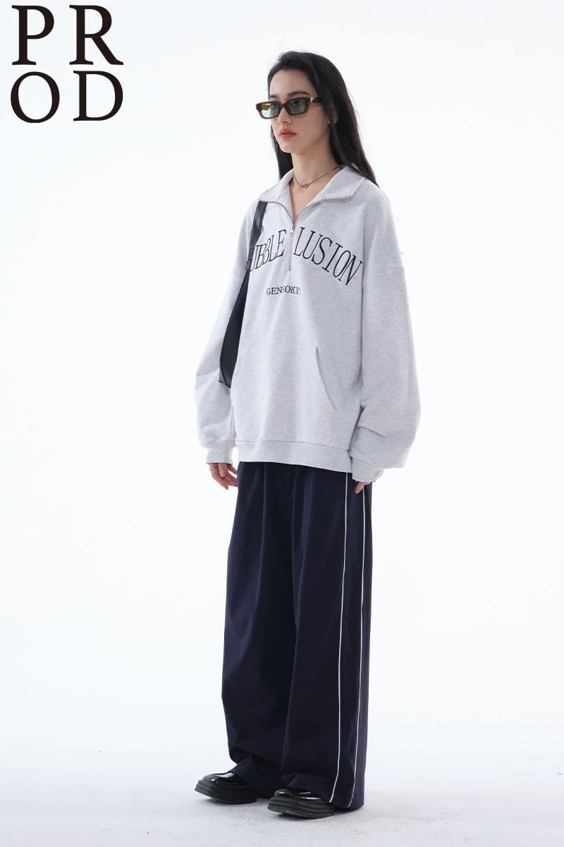 Loose Fit Bubble Lusion Collared Jumper / Gray - Image 8