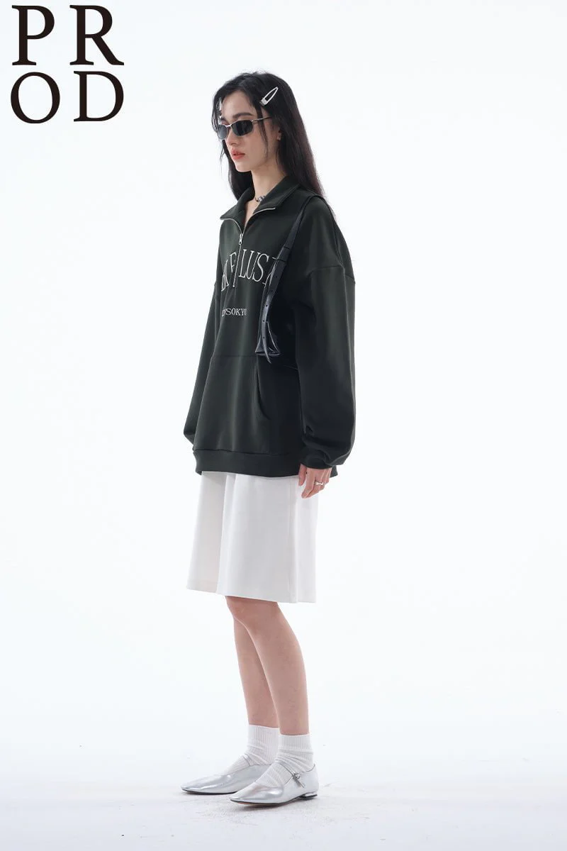 Loose Fit Bubble Lusion Collared Jumper / Green - Image 6