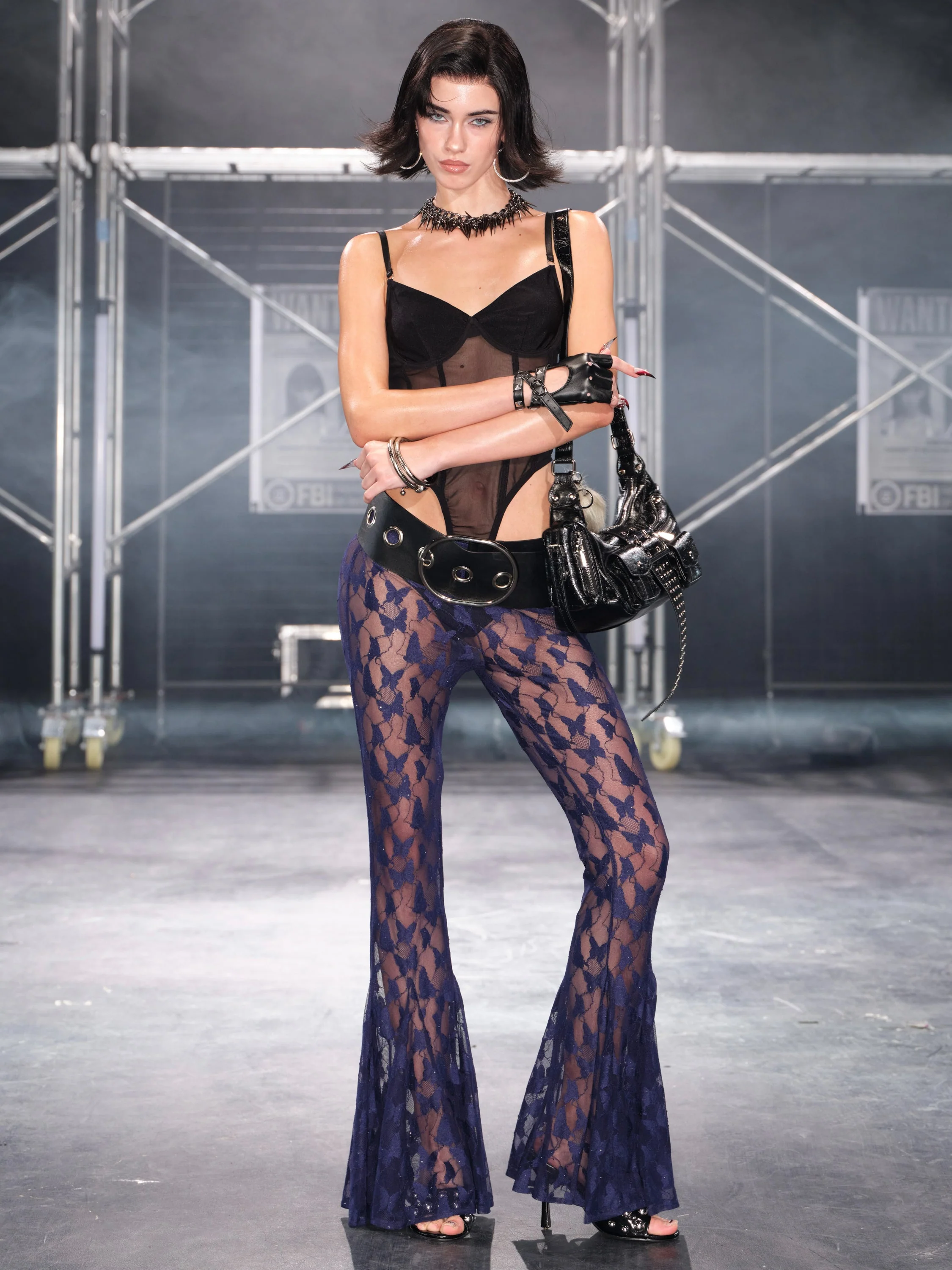 Butterfly Mesh Flare Pants - Image 3