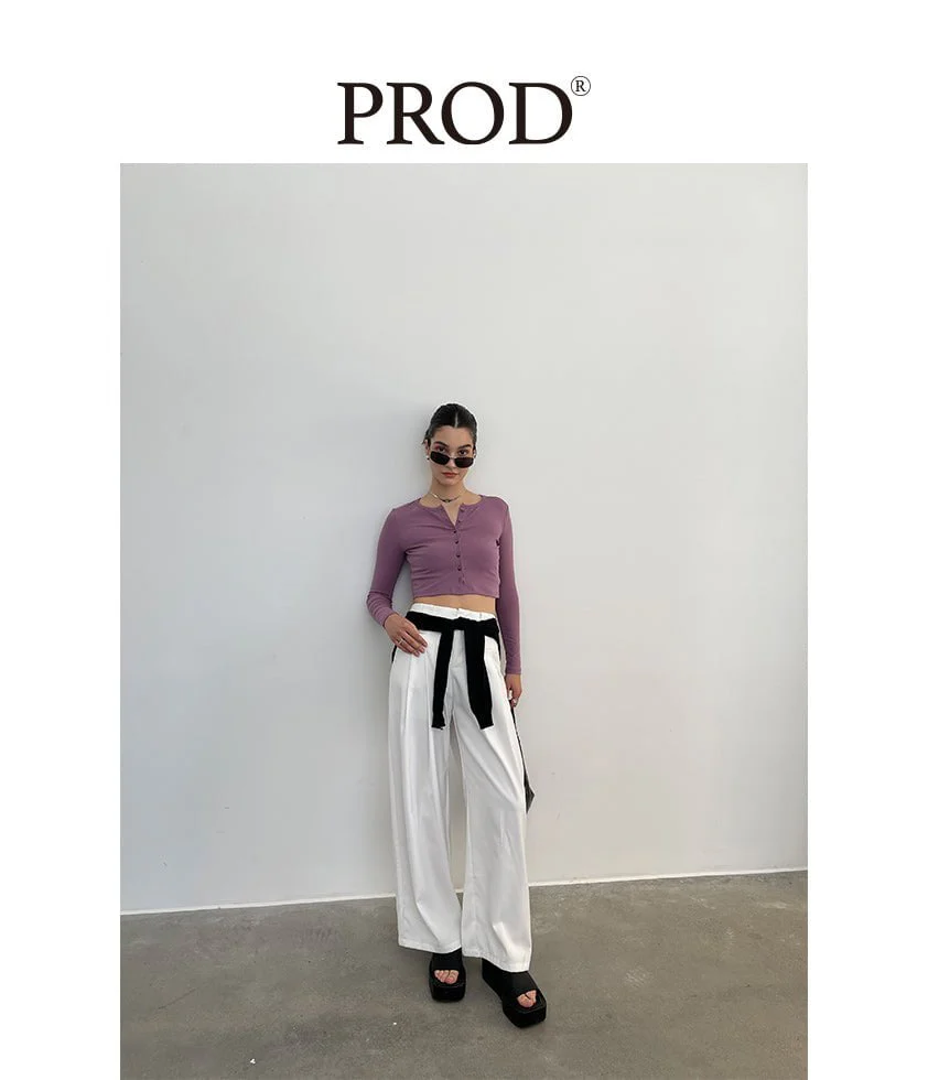 Button Down Crop Top Long Sleeve / Mauve - Image 5