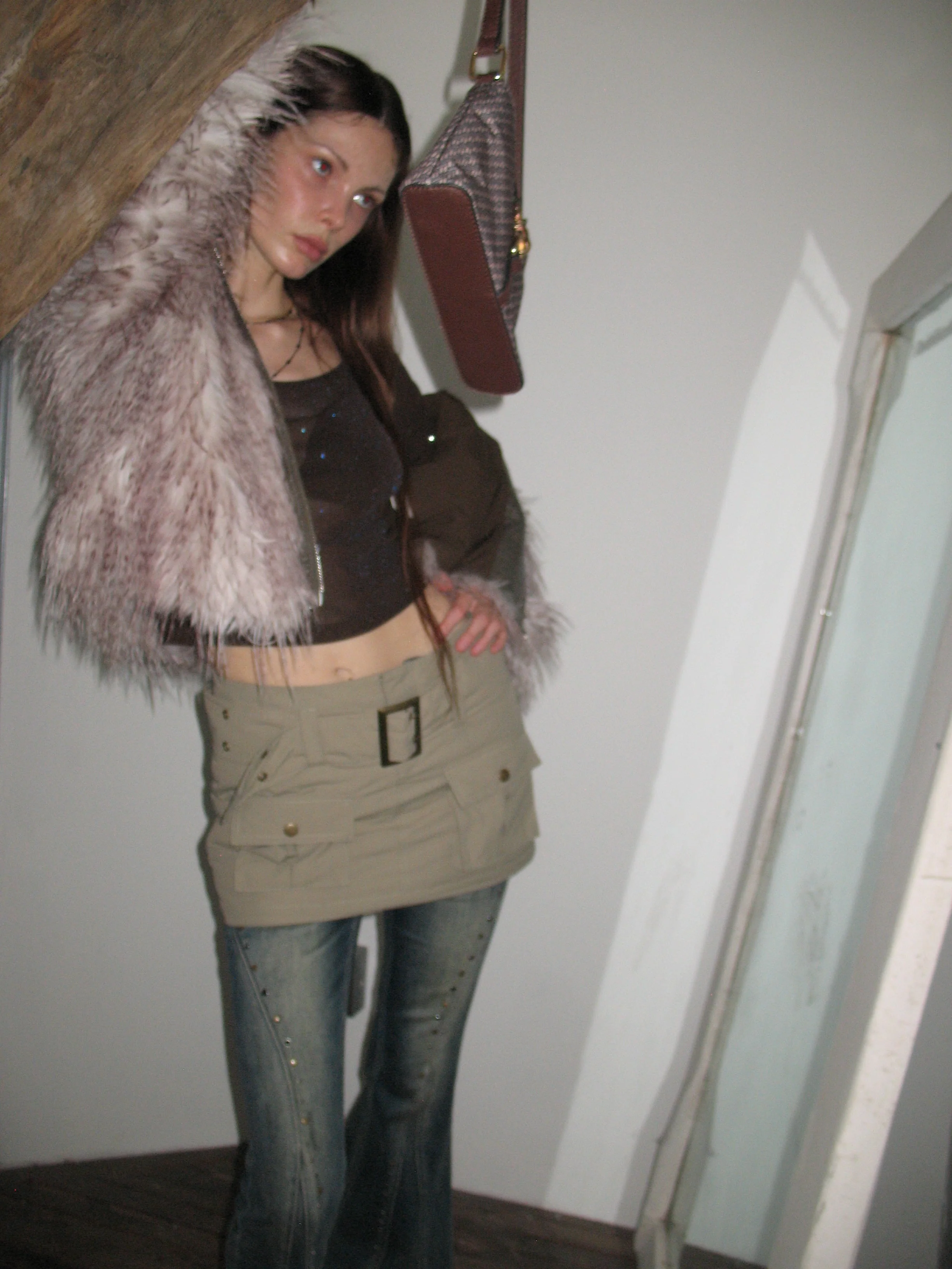 Grayish Green Lightweight Down Mini Skirt - Image 5