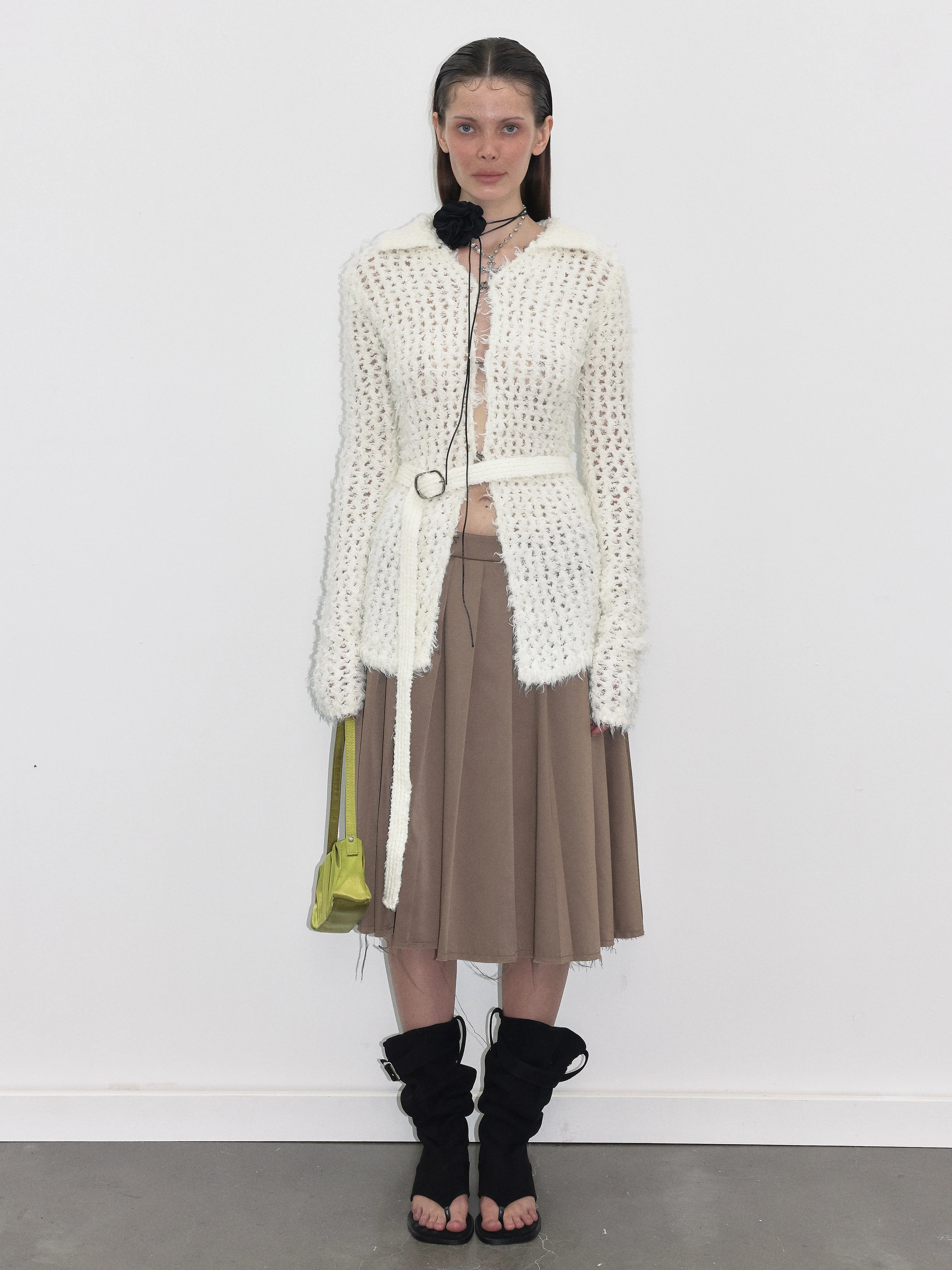 Champagne Pleated Midi Skirt - Image 7