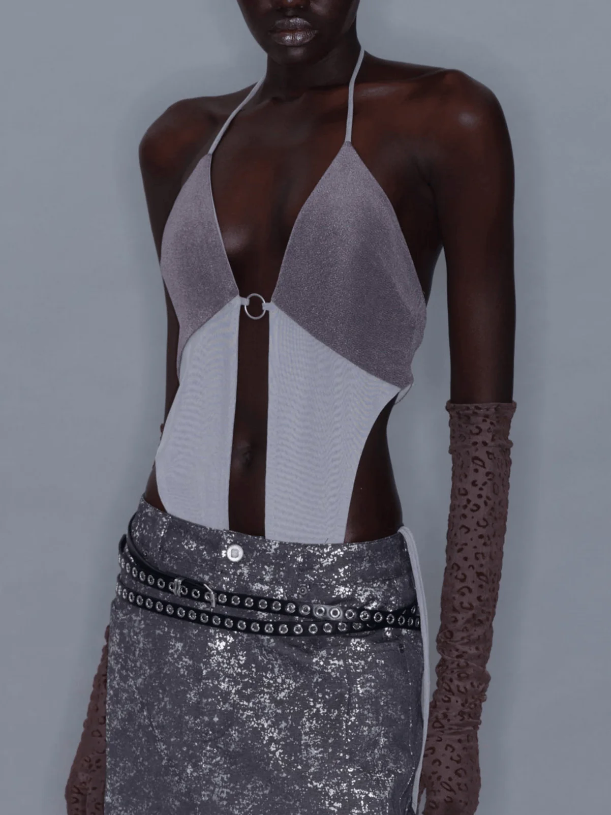 Colorblock Jumpsuit/ Gray