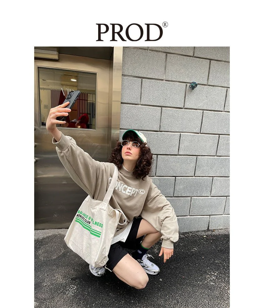 Loose Fit Concept Plush Embroidered Sweatshirt / Olive - Image 6