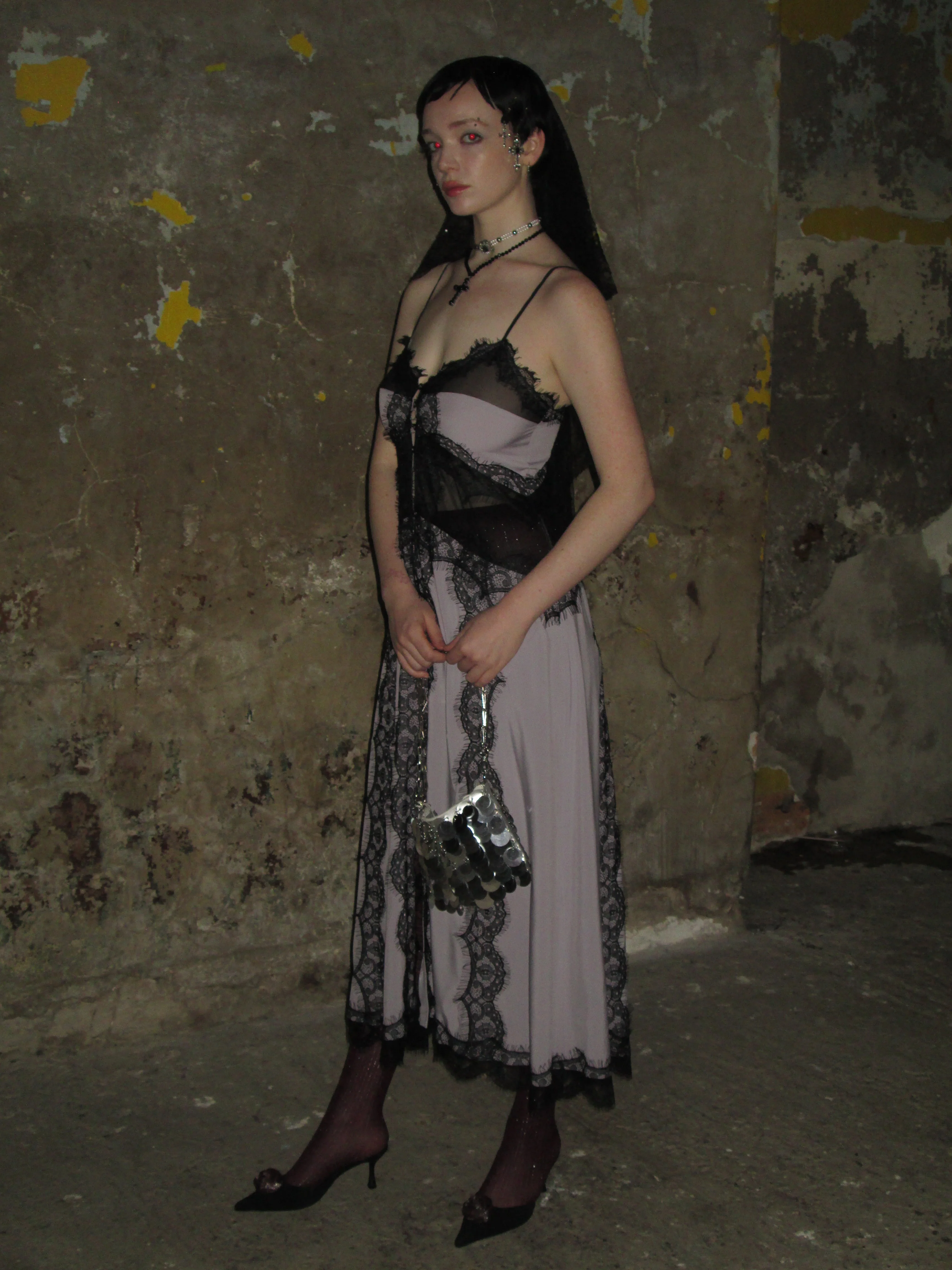 Convertible Lace Camisole Dress /Purple-black - Image 11
