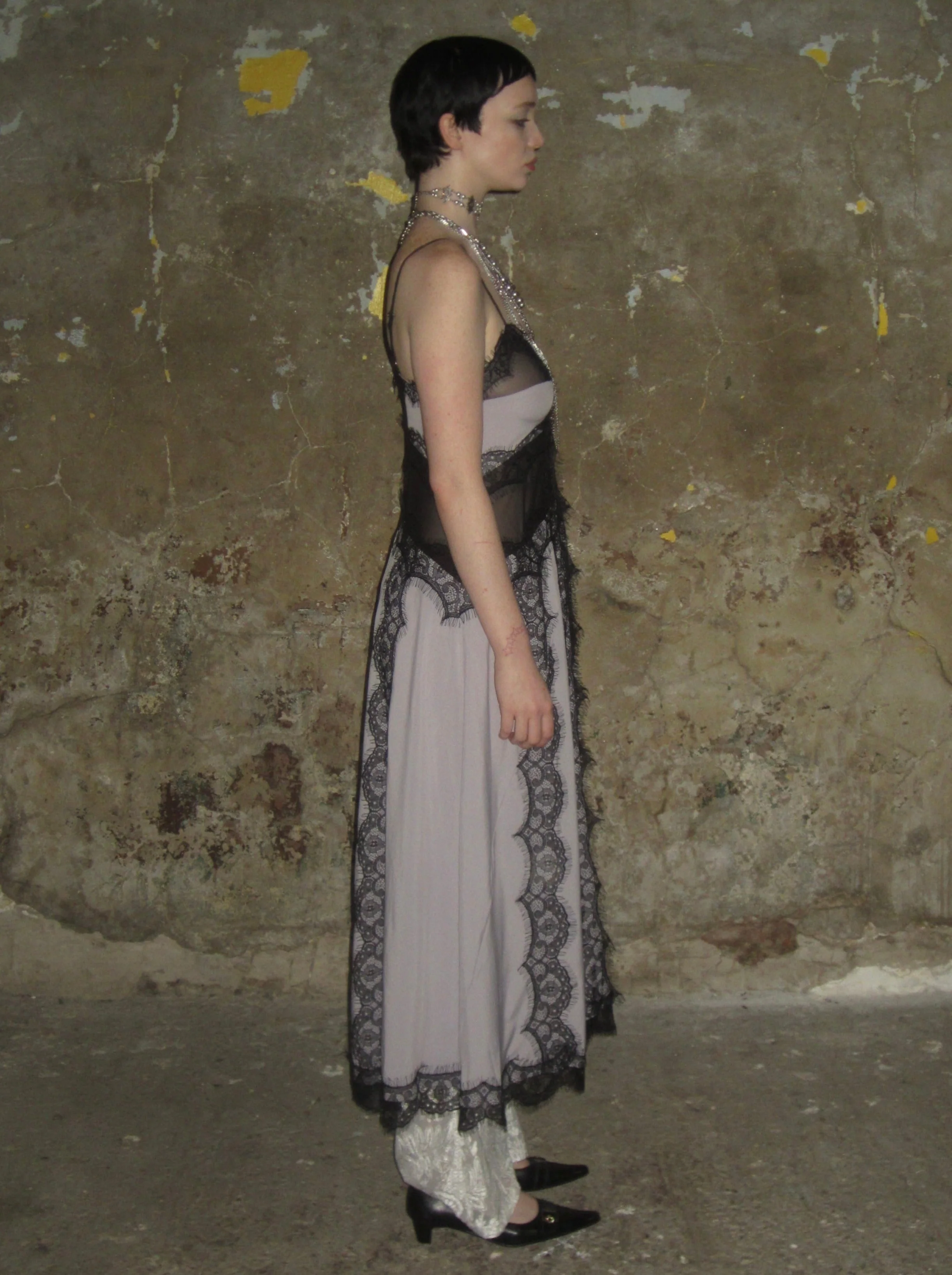 Convertible Lace Camisole Dress /Purple-black - Image 3