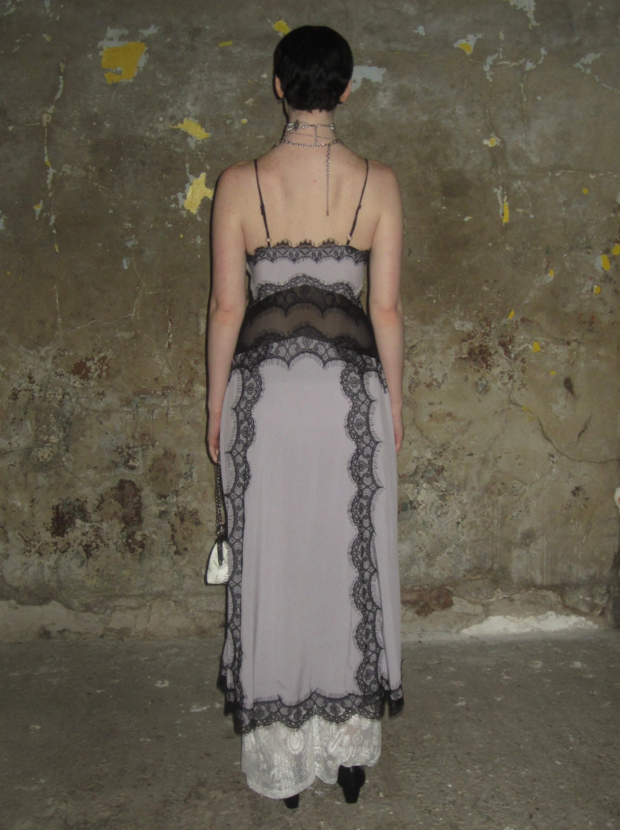 Convertible Lace Camisole Dress /Purple-black - Image 4