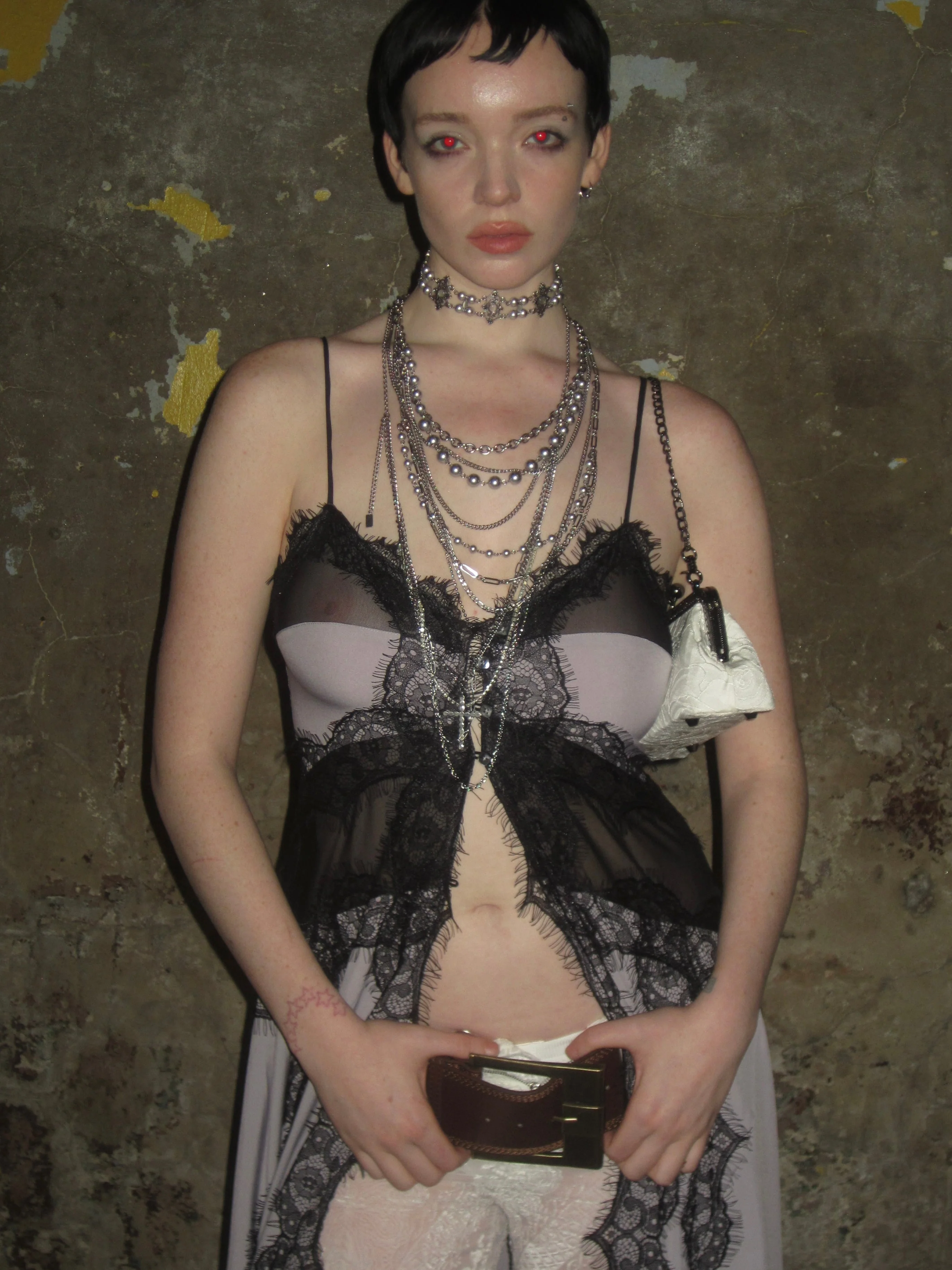 Convertible Lace Camisole Dress /Purple-black - Image 5