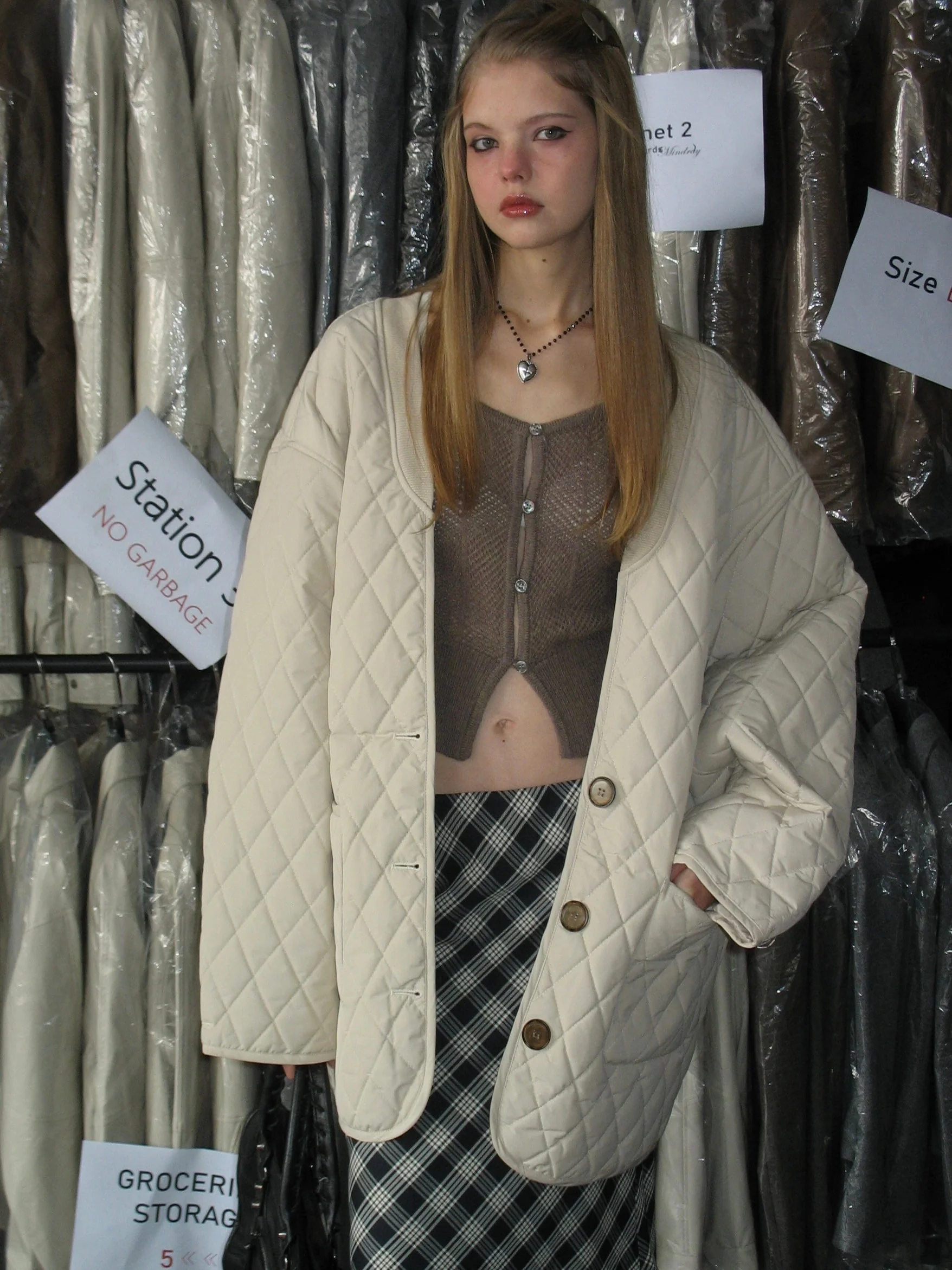 White Quilted Cotton Coat