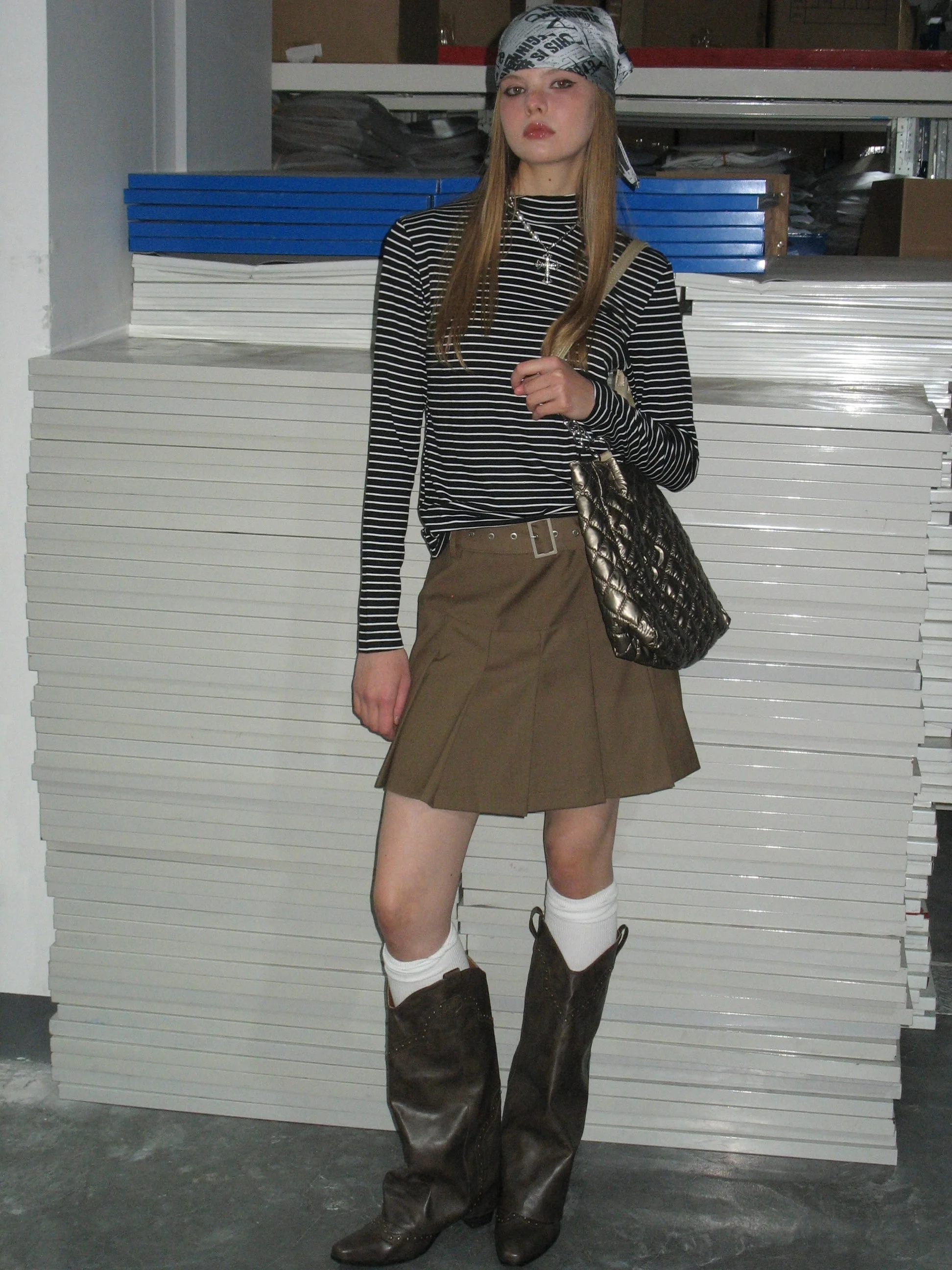 Black Striped Mid-high Collar Long Sleeve - Image 5