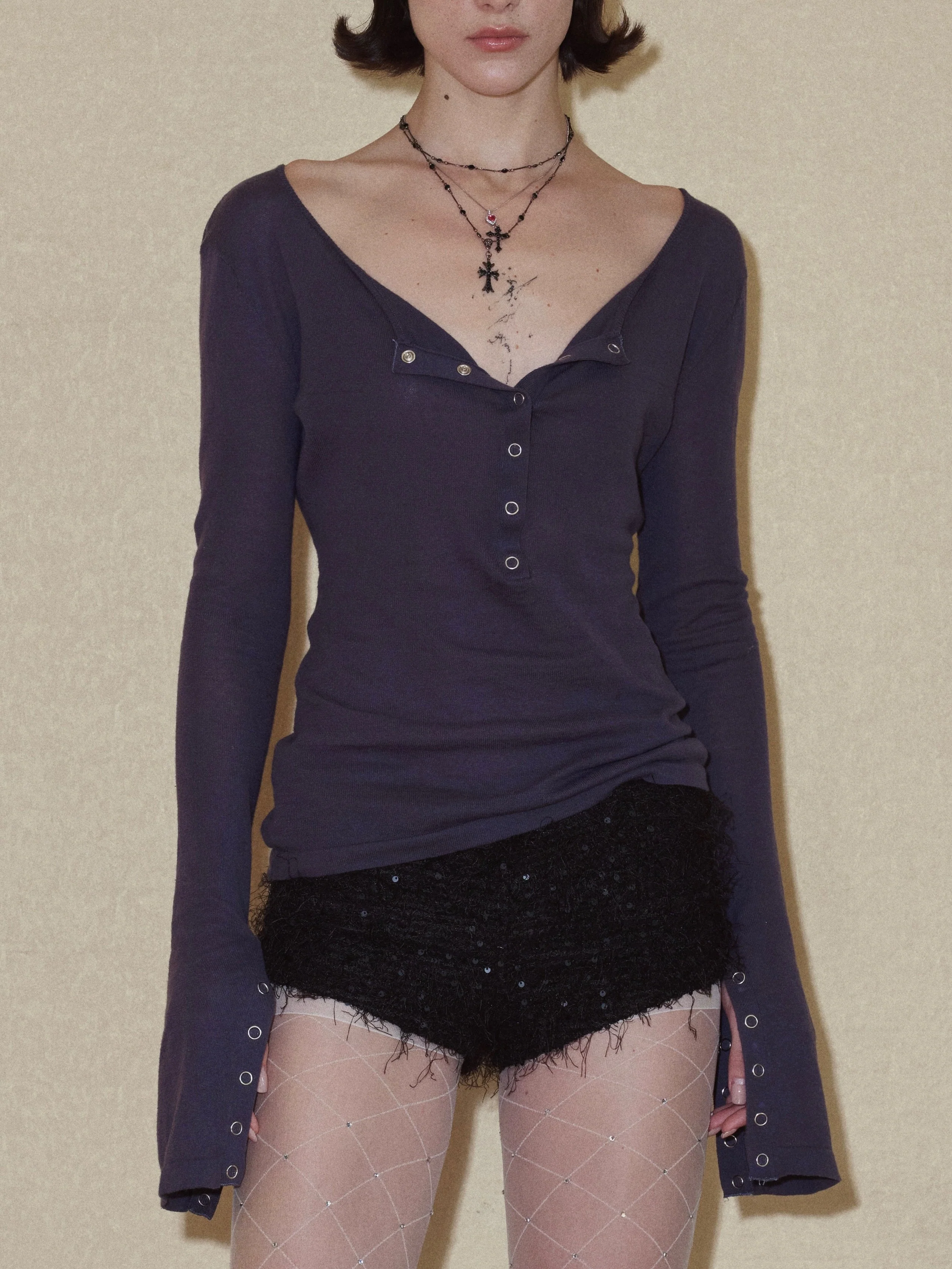 Blue-gray Slim Cardigan