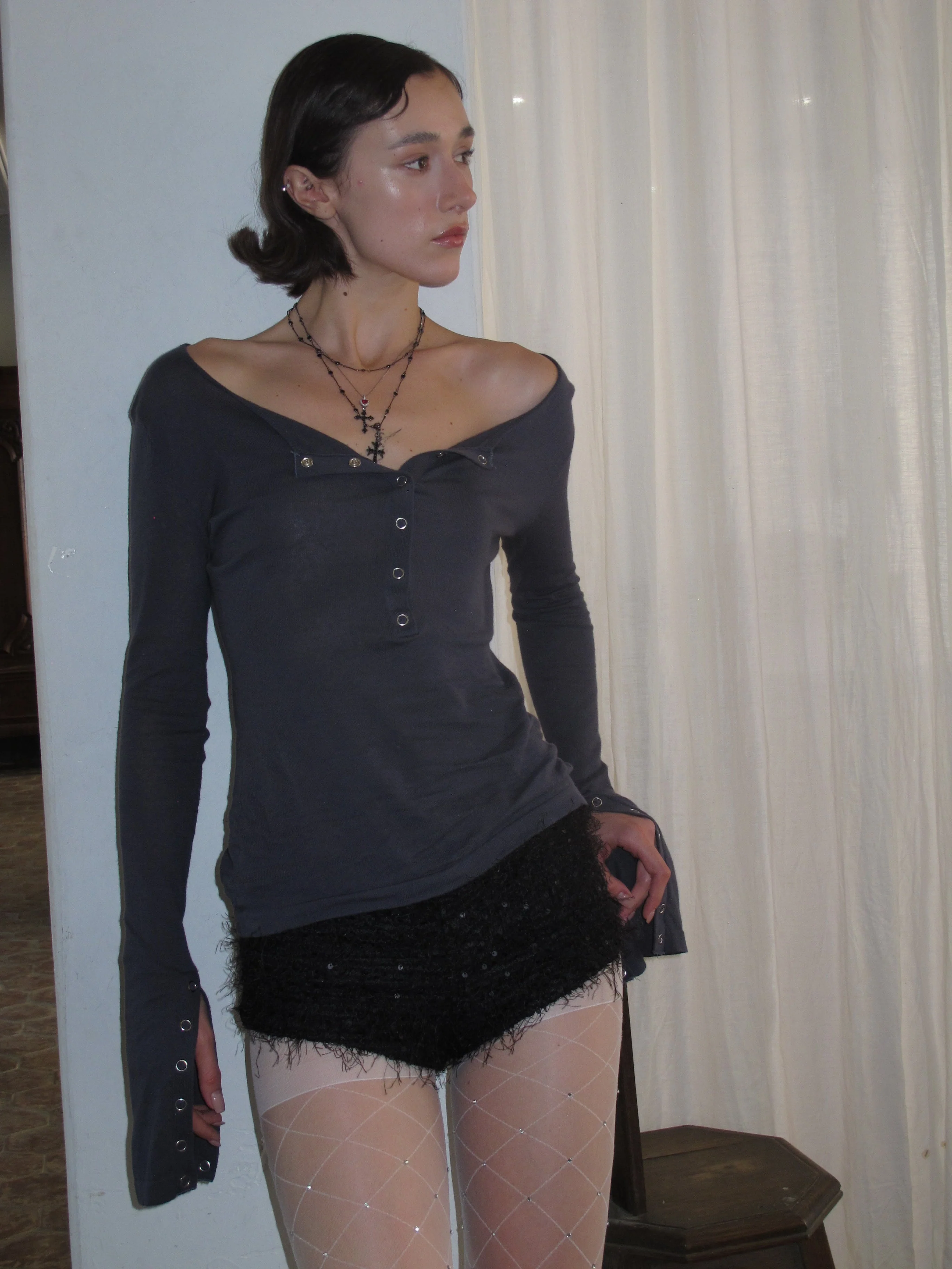 Blue-gray Slim Cardigan - Image 14