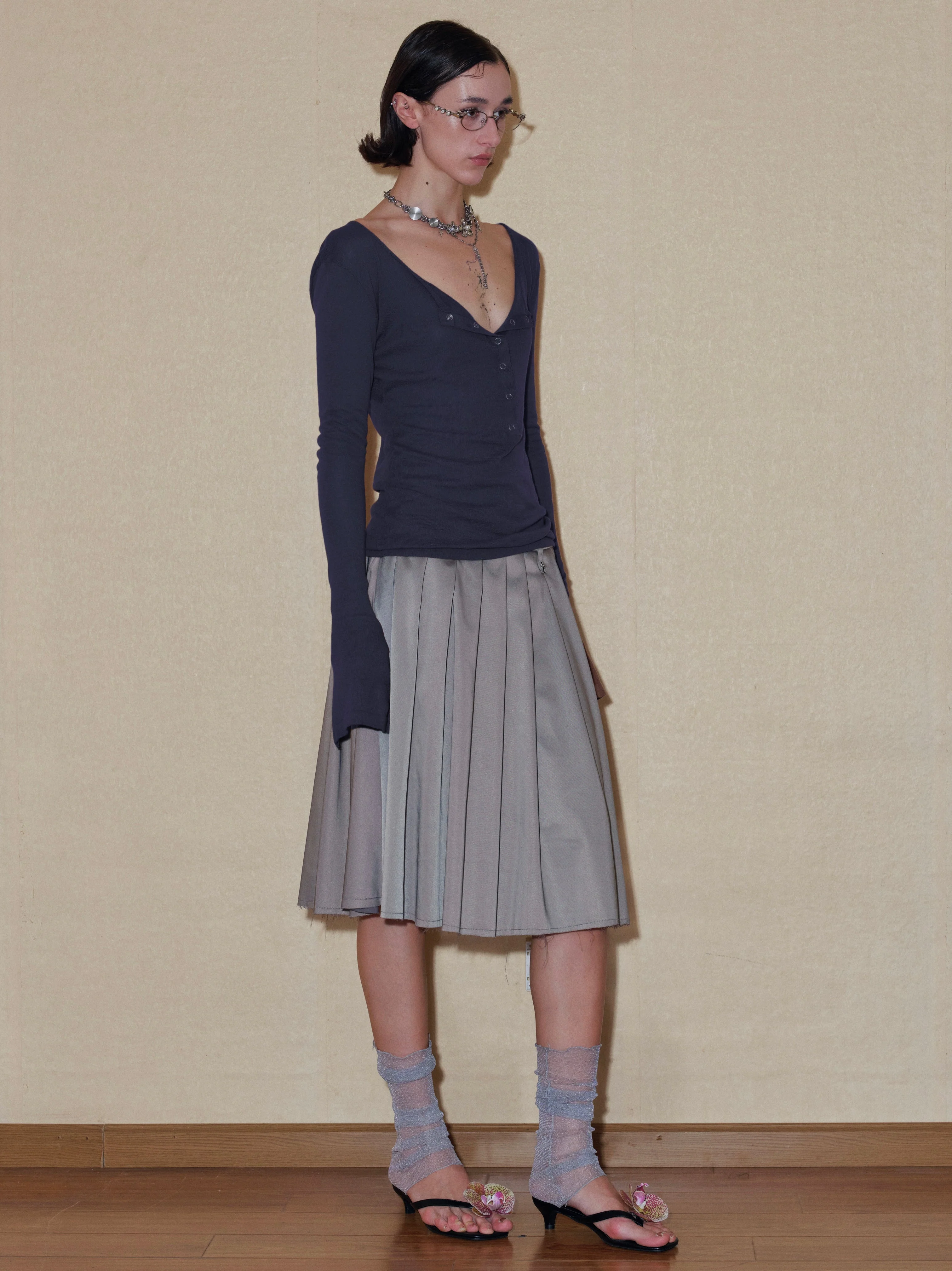 Blue-gray Slim Cardigan - Image 15