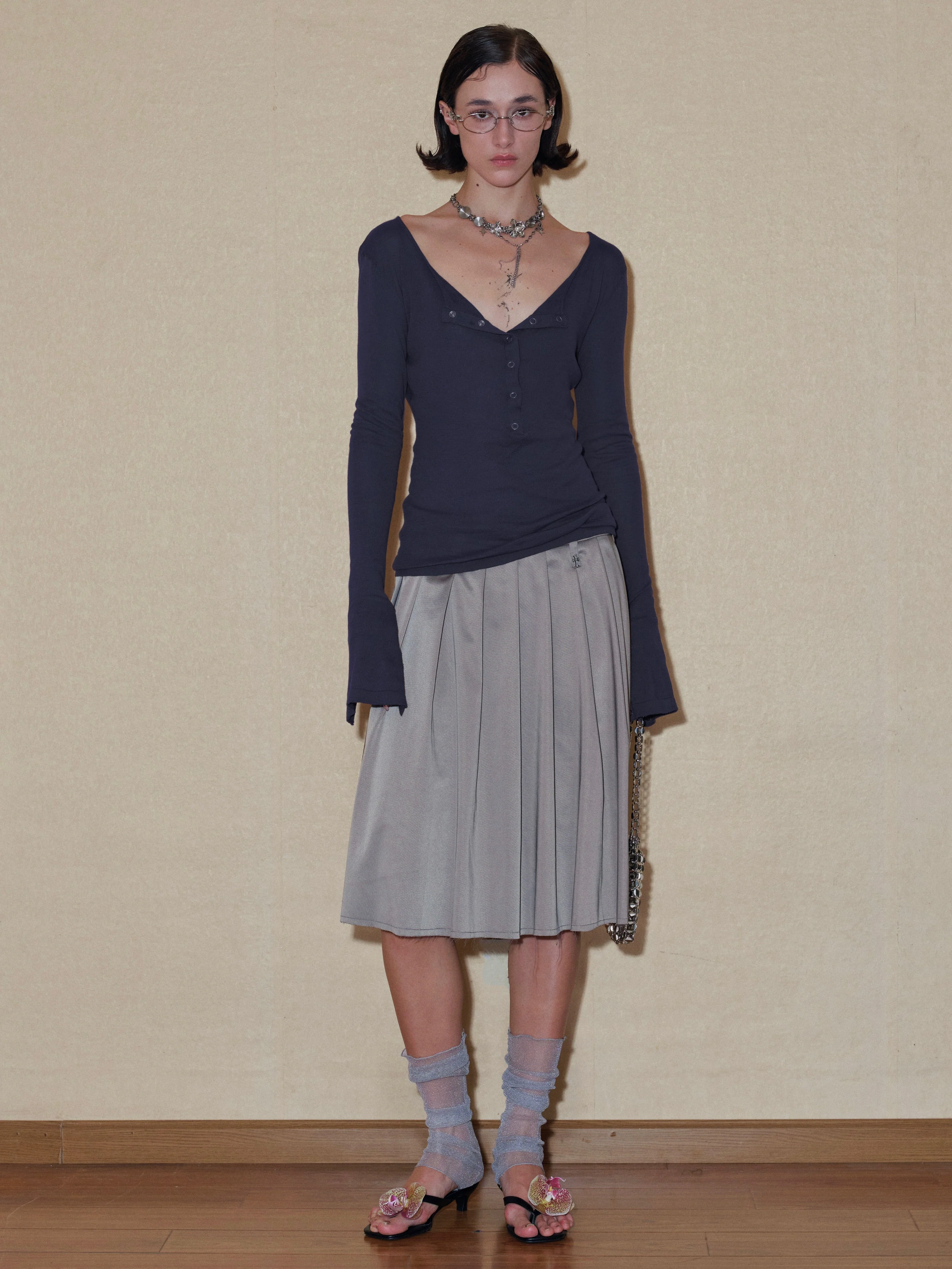 Blue-gray Slim Cardigan - Image 17