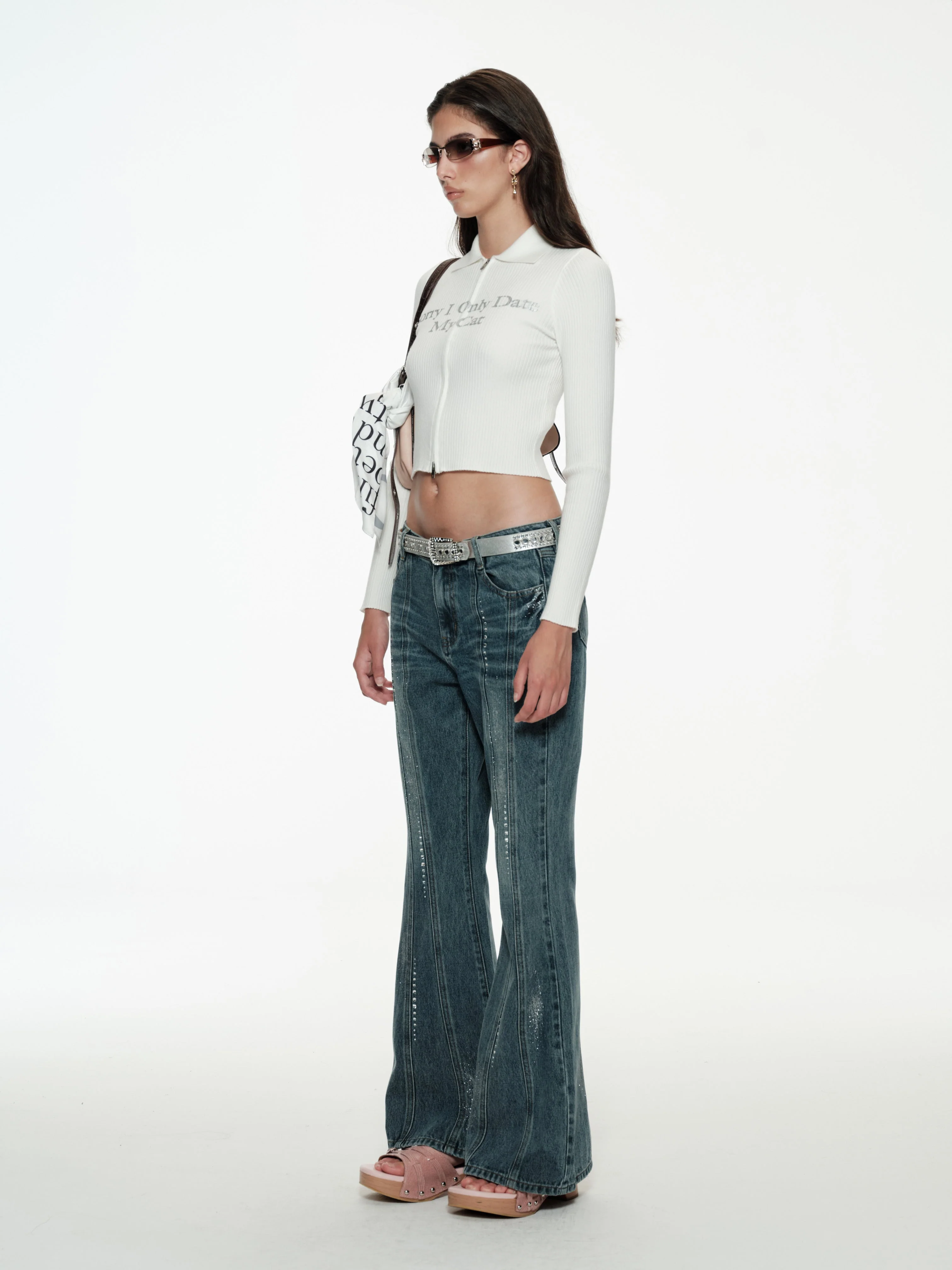 Date With Cat Zip-Up Sweater - Image 4