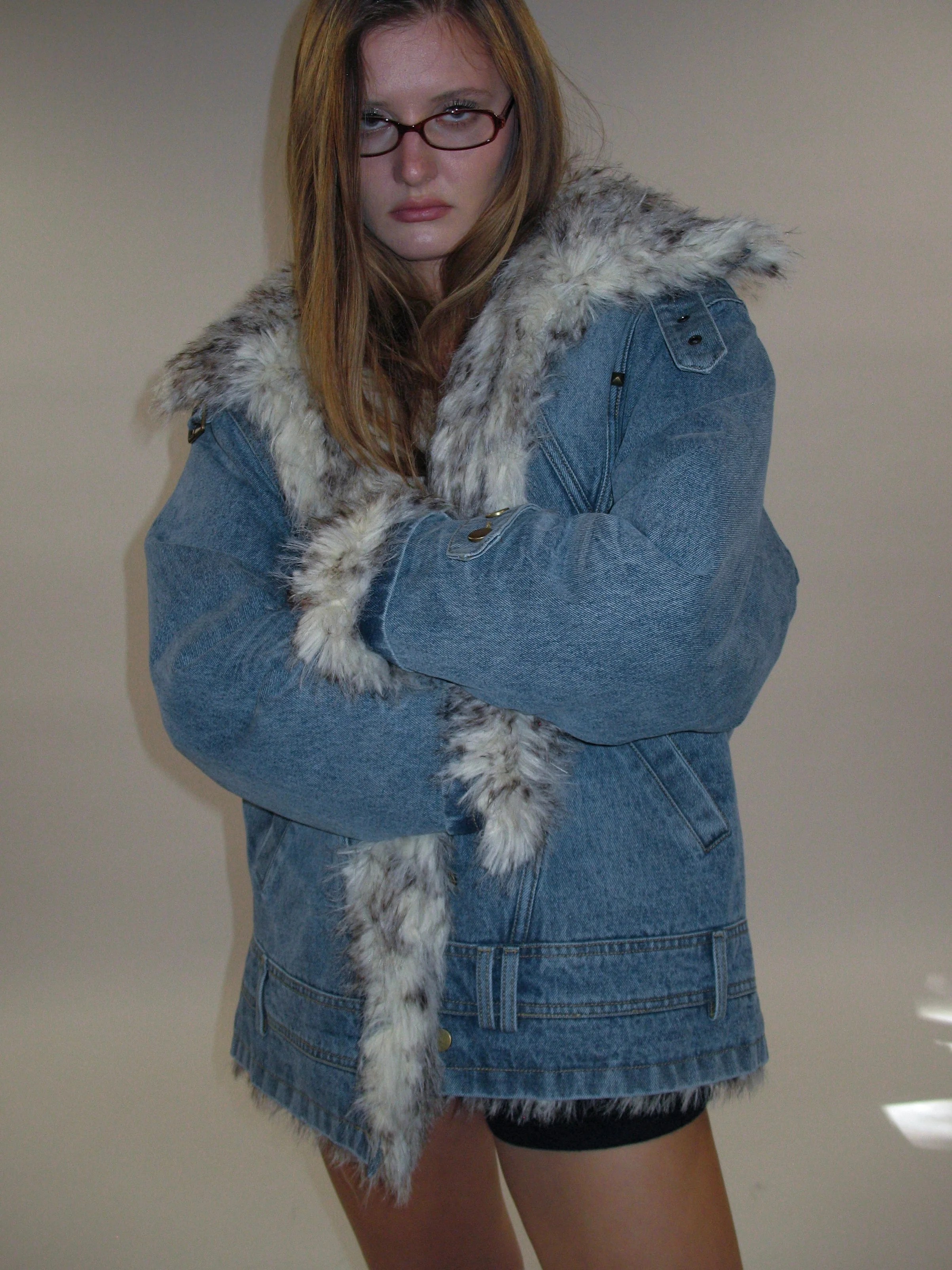 Edge Fusion Faux Fur Denim Jacket - Image 9