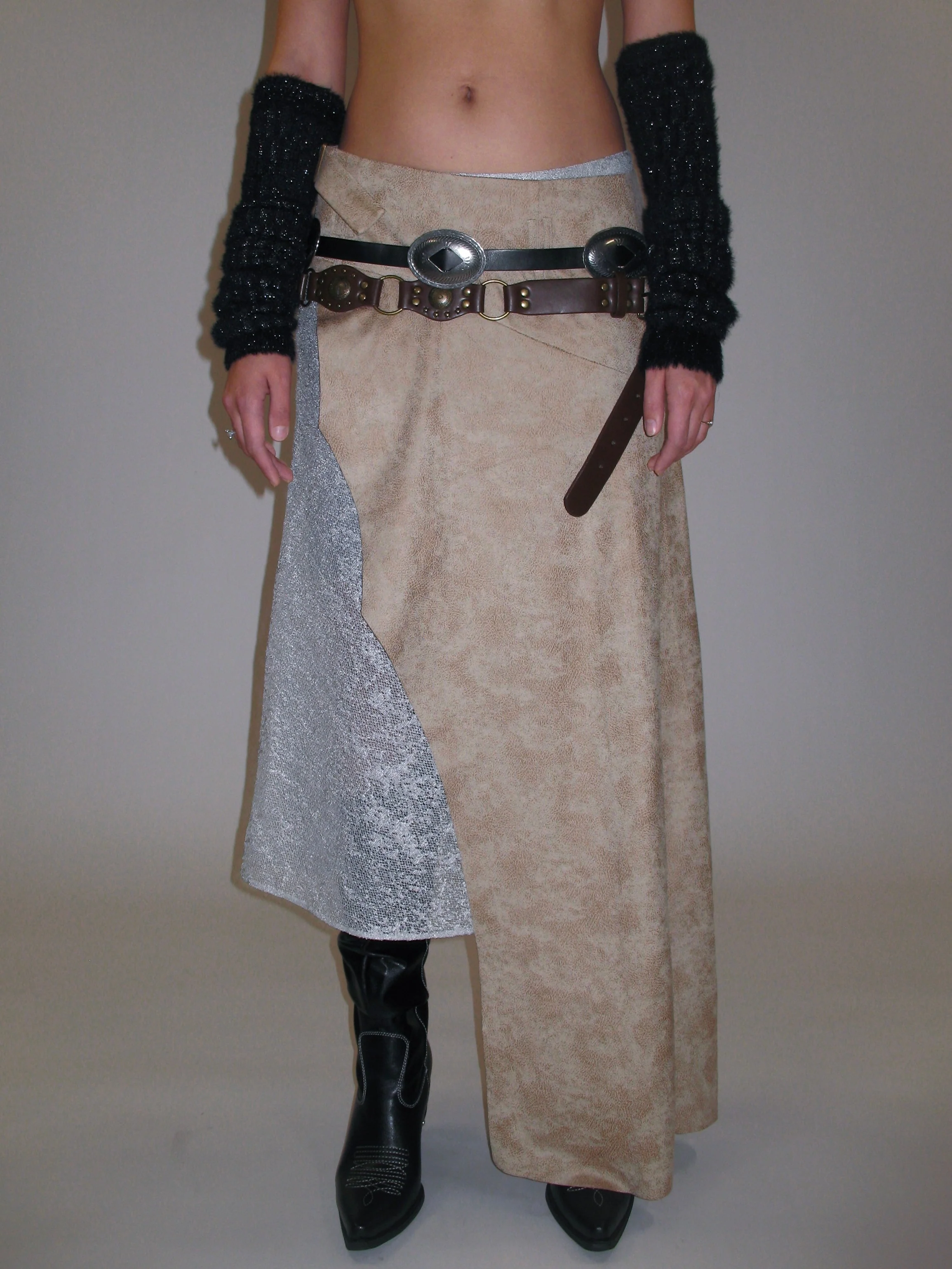 Faux Leather Overlay Midi Skirt - Image 6