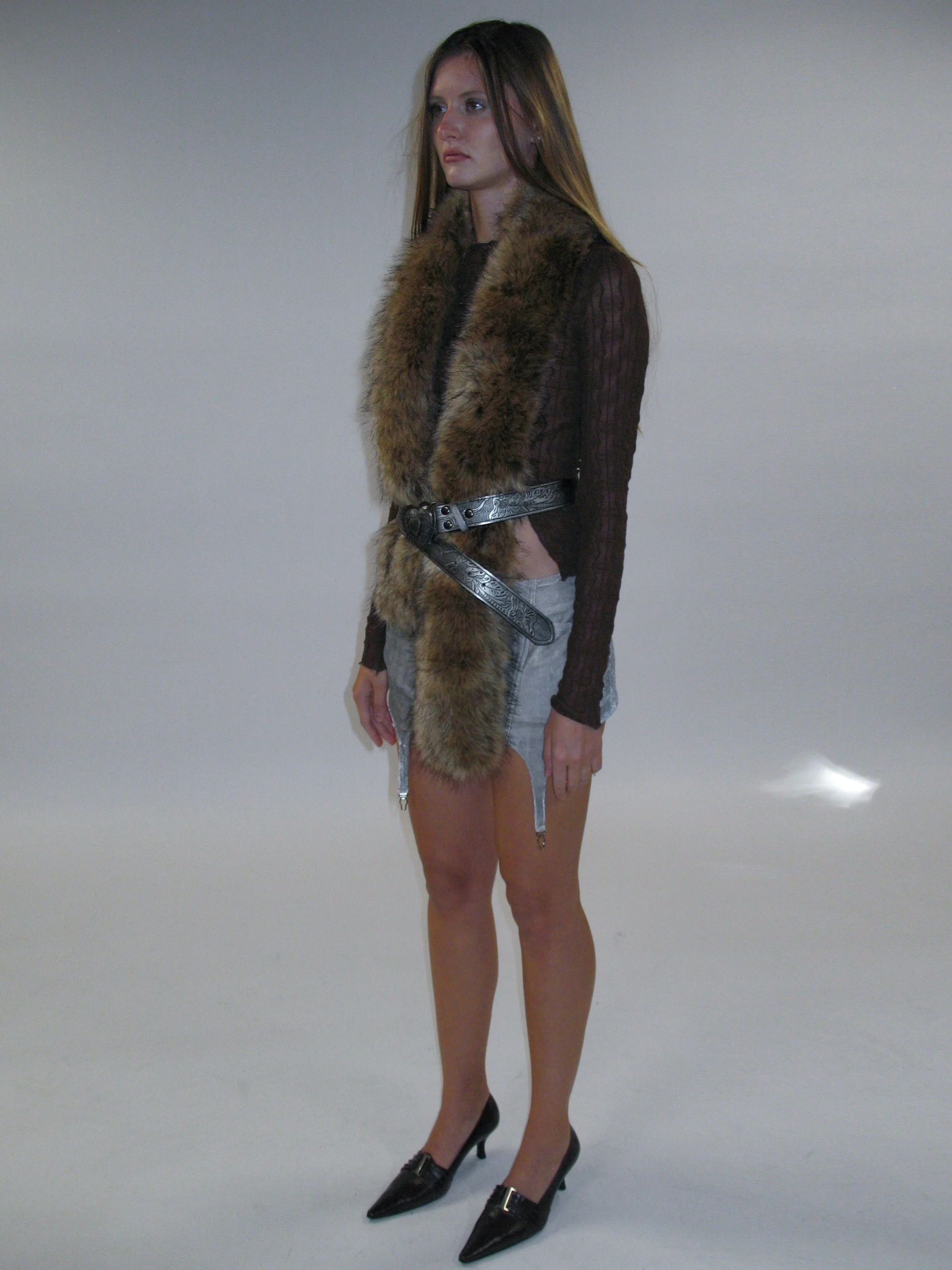 Faux Fur Long Scarf - Image 9