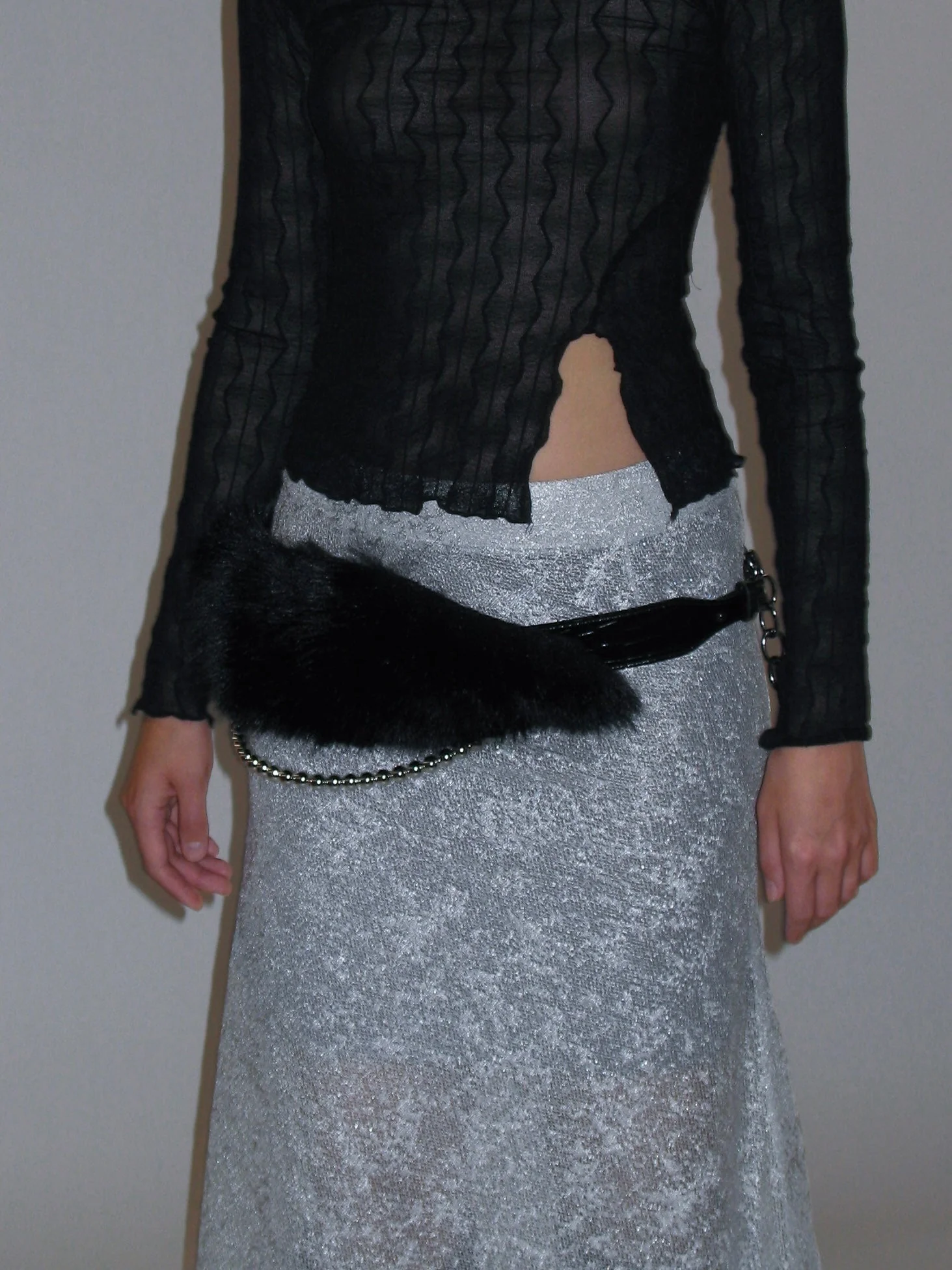 Faux Fur Waist Wide Belt - Image 3