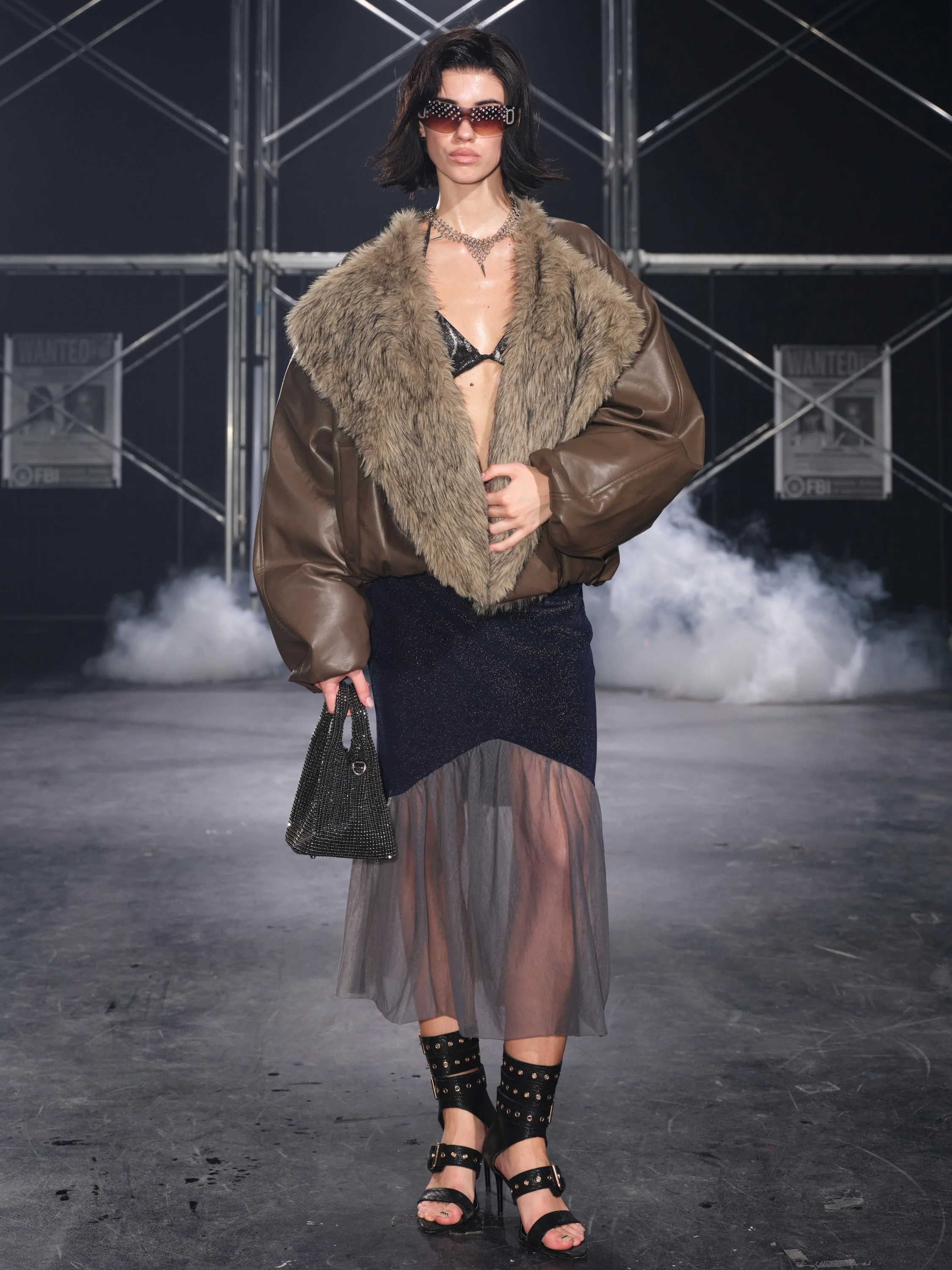 Glacier Faux Fur Trim Puffer Down Jacket Brown - Image 7