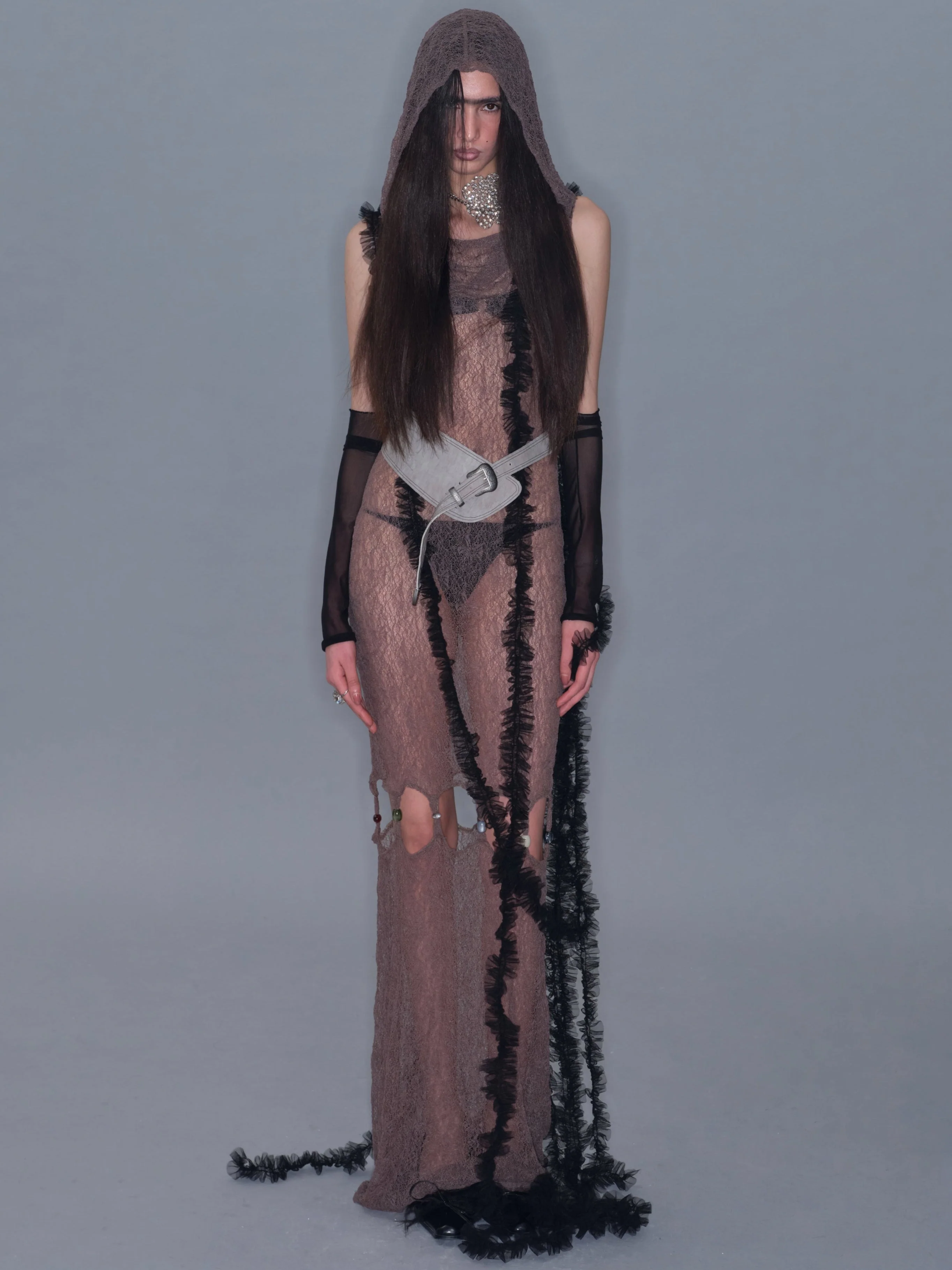 Gravité Ruffled Extended Scarf/ Black - Image 2