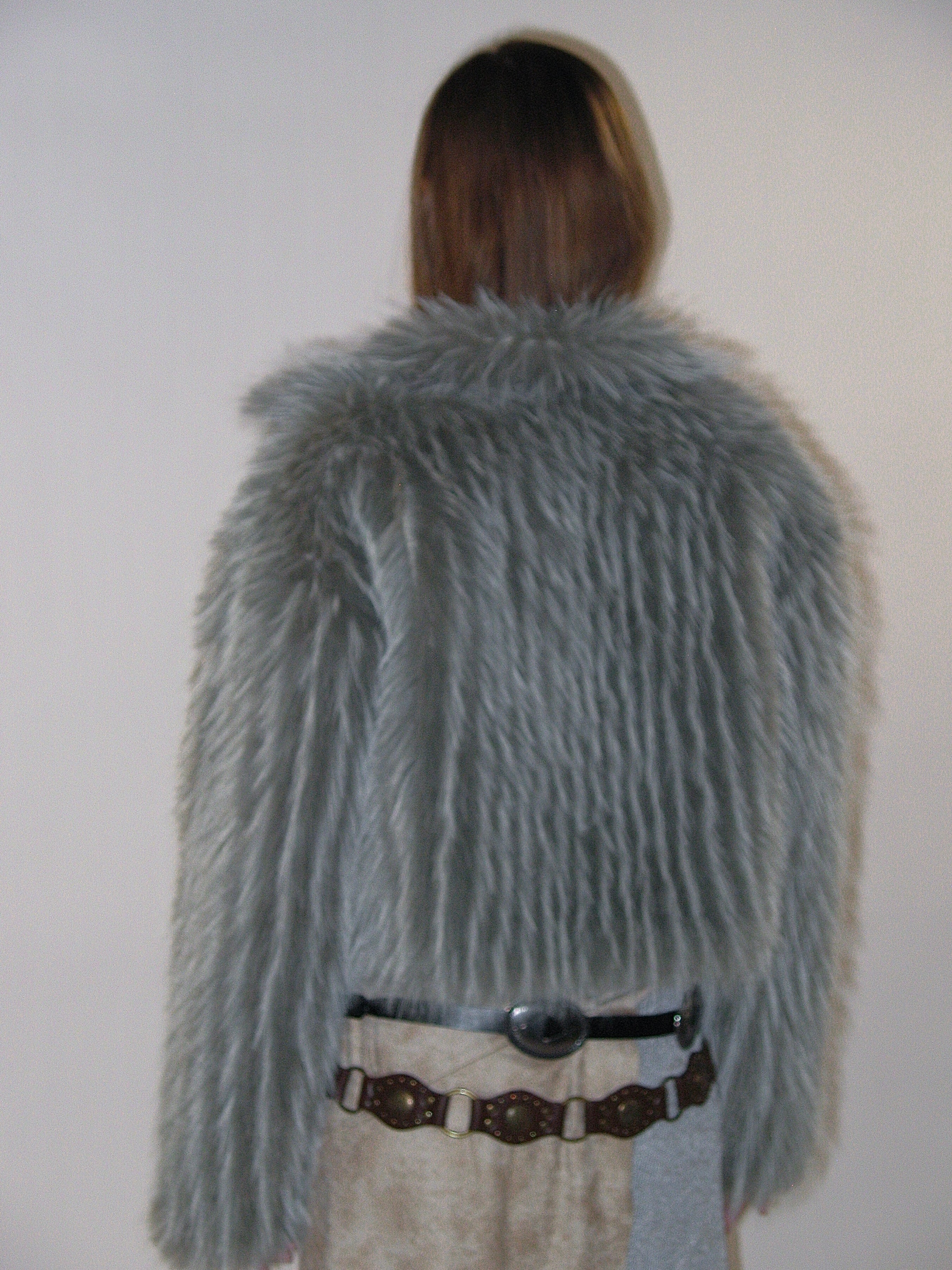 Gray Plush Faux Fur Coat - Image 5