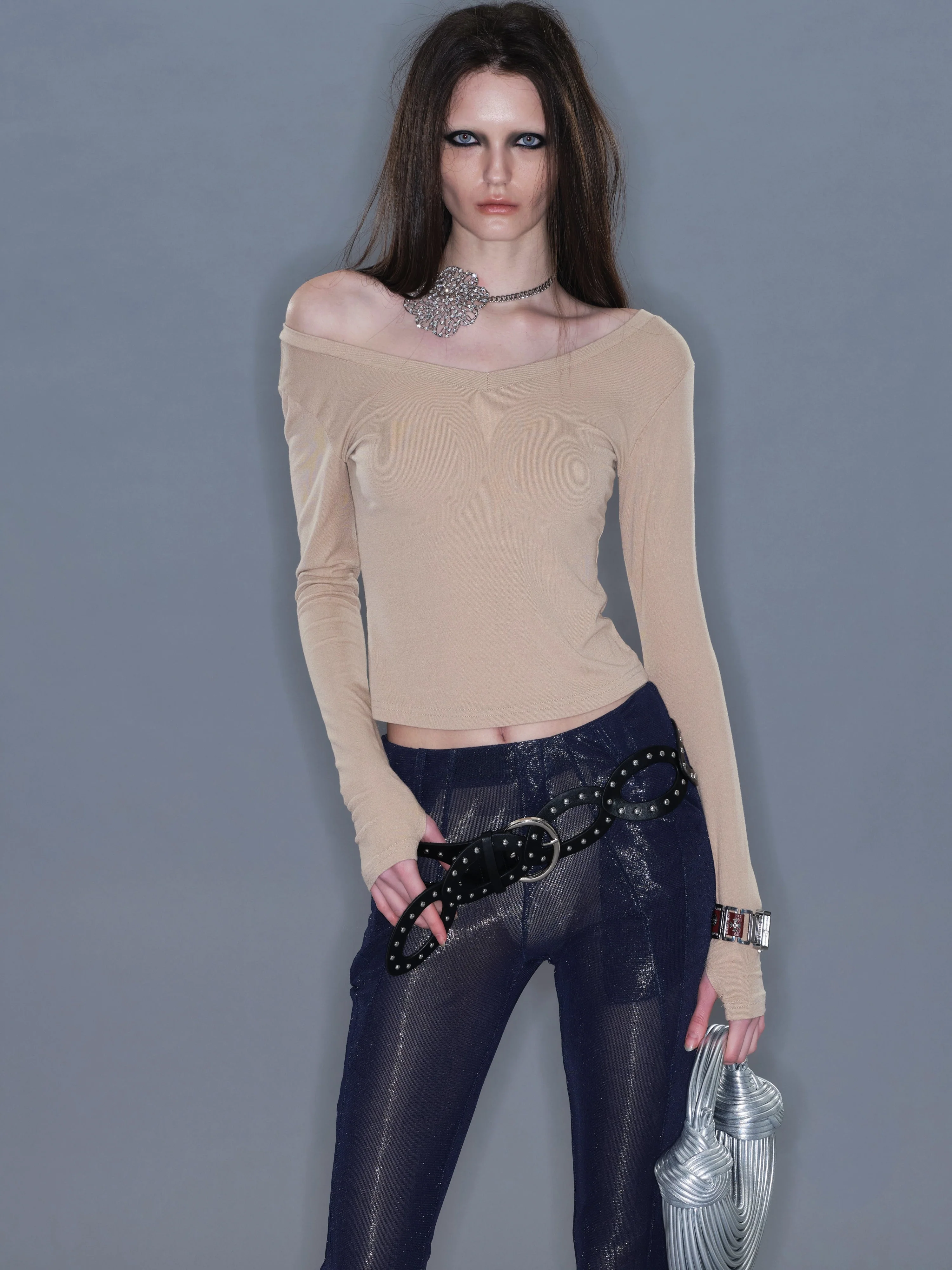 Hollow-out Belt with Studs - Image 8
