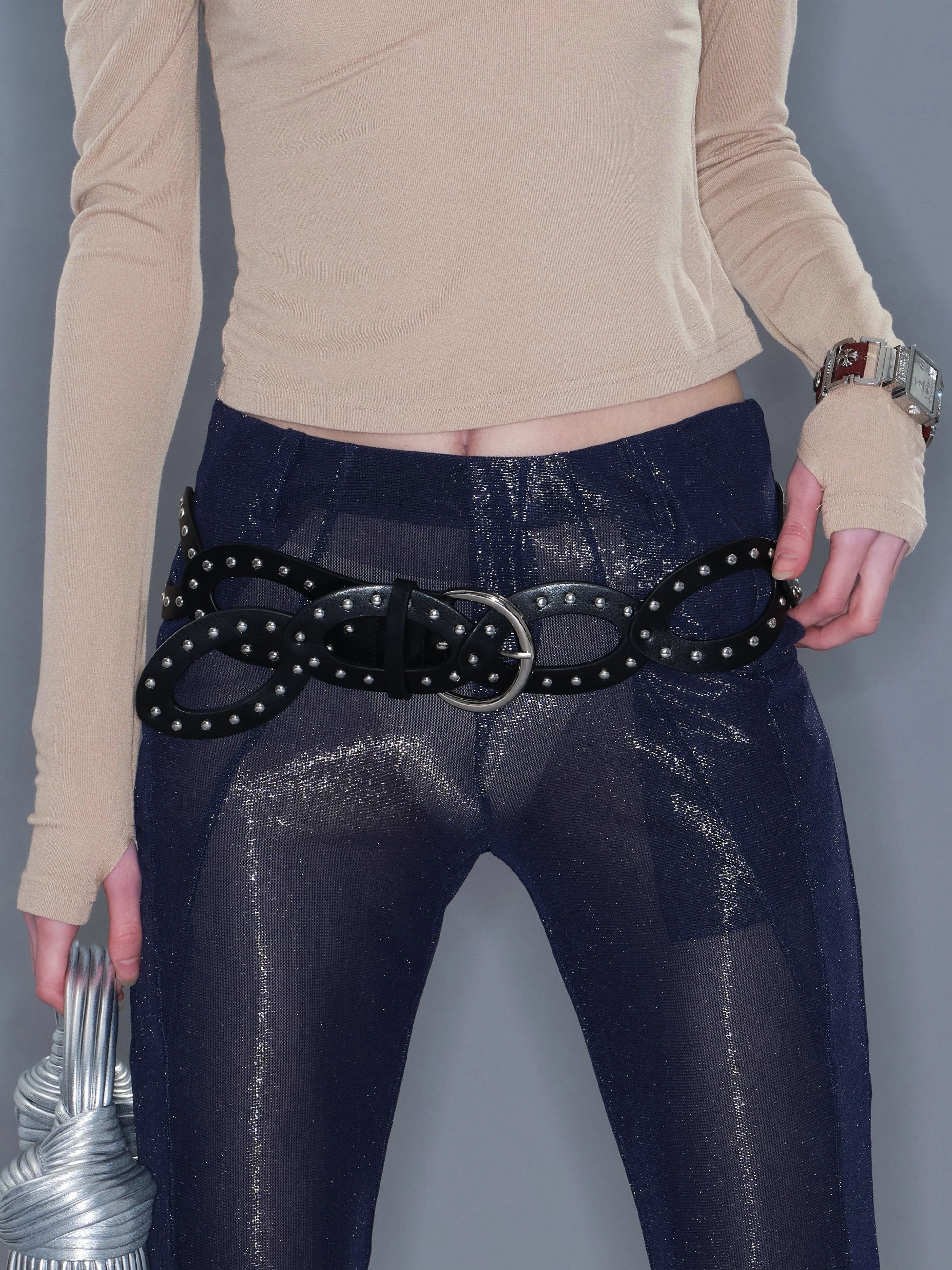 Hollow-out Belt with Studs - Image 9