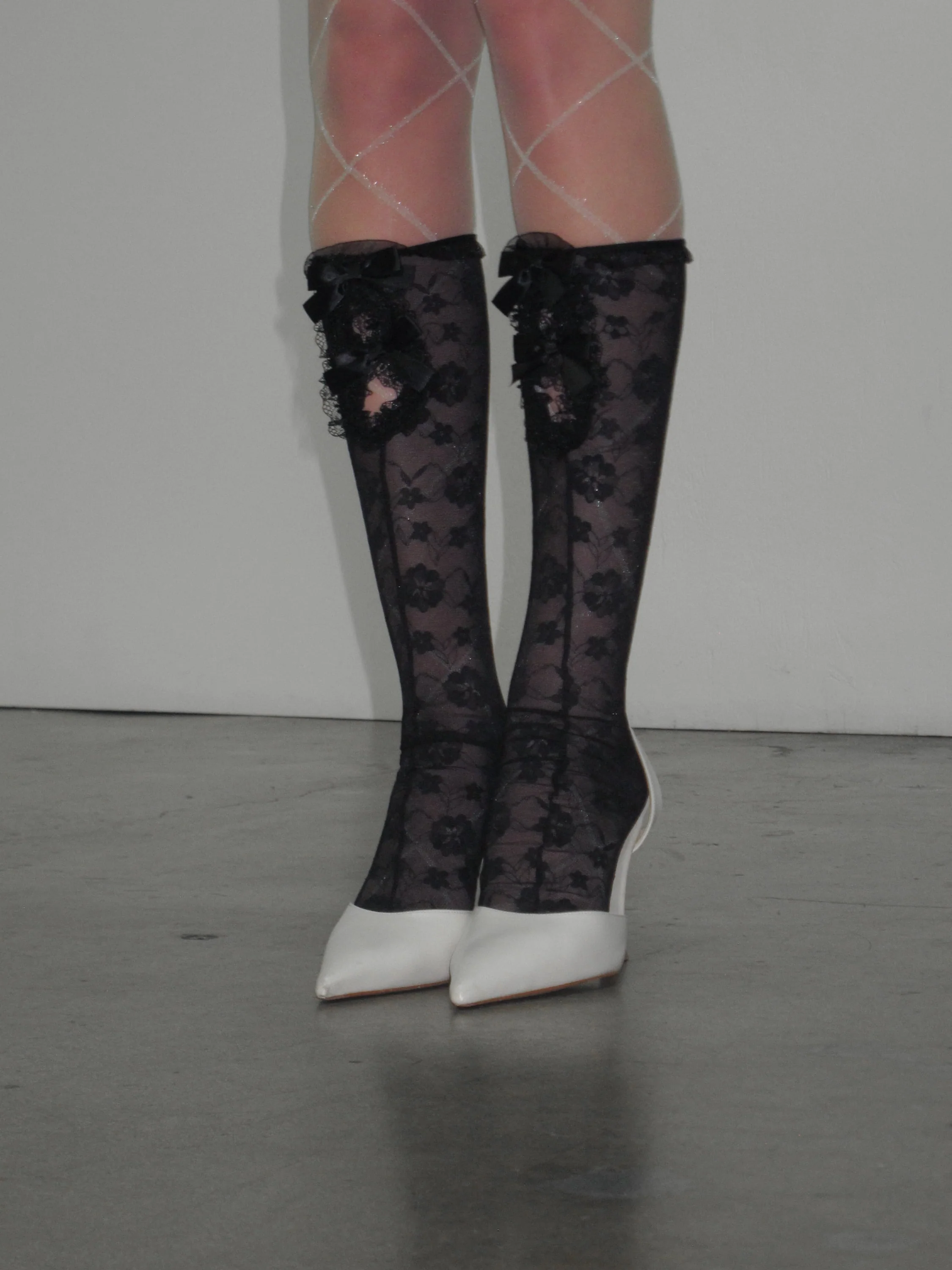 Lace Cut-Out Knee-High Socks - Image 7