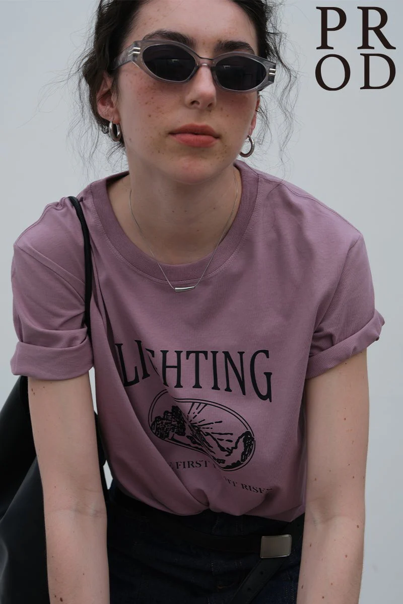 Lighting Basic Short Sleeve T-Shirt / Mauve - Image 3