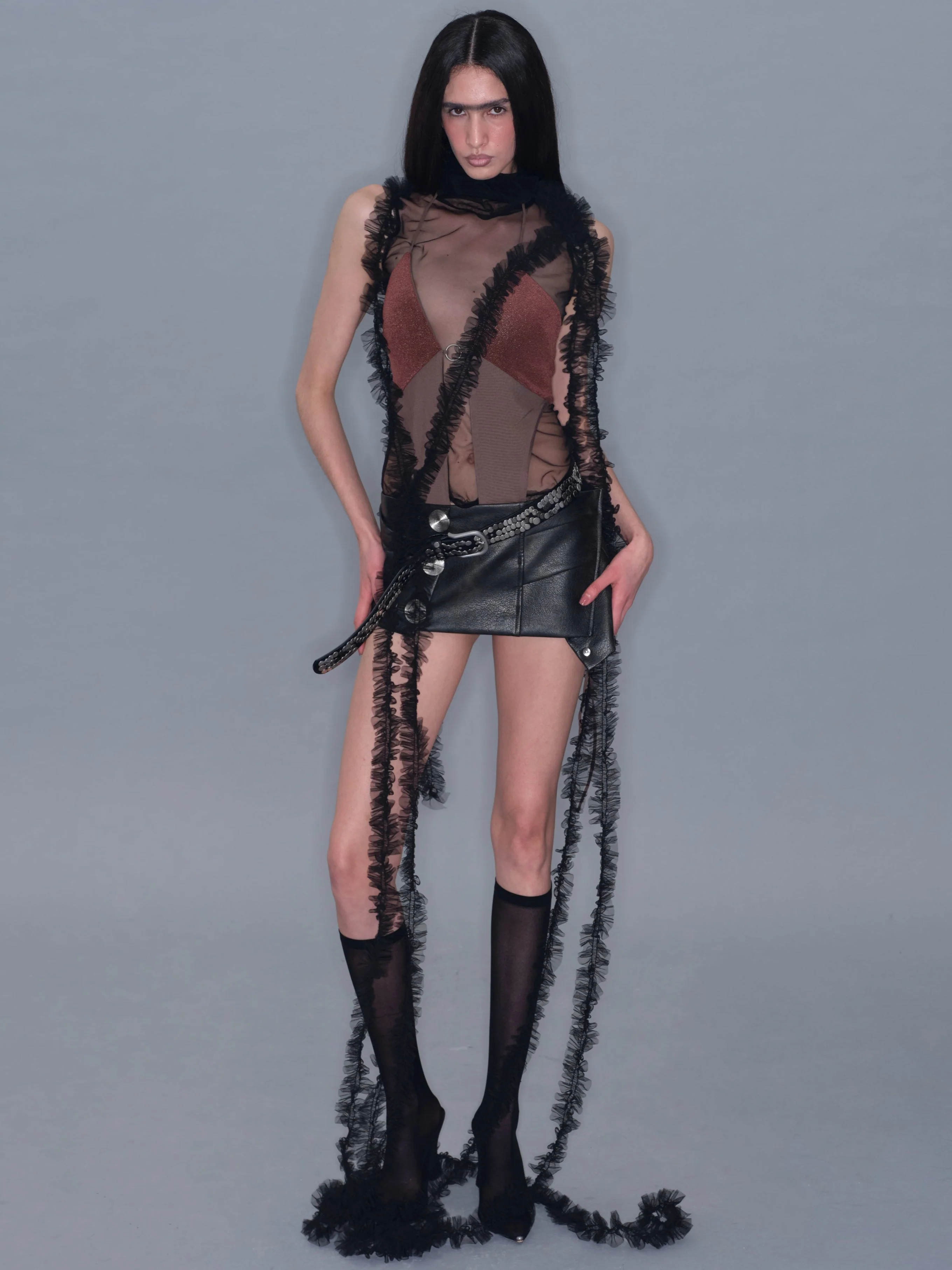Mesh High-Neck Tank Top/ Black - Image 5