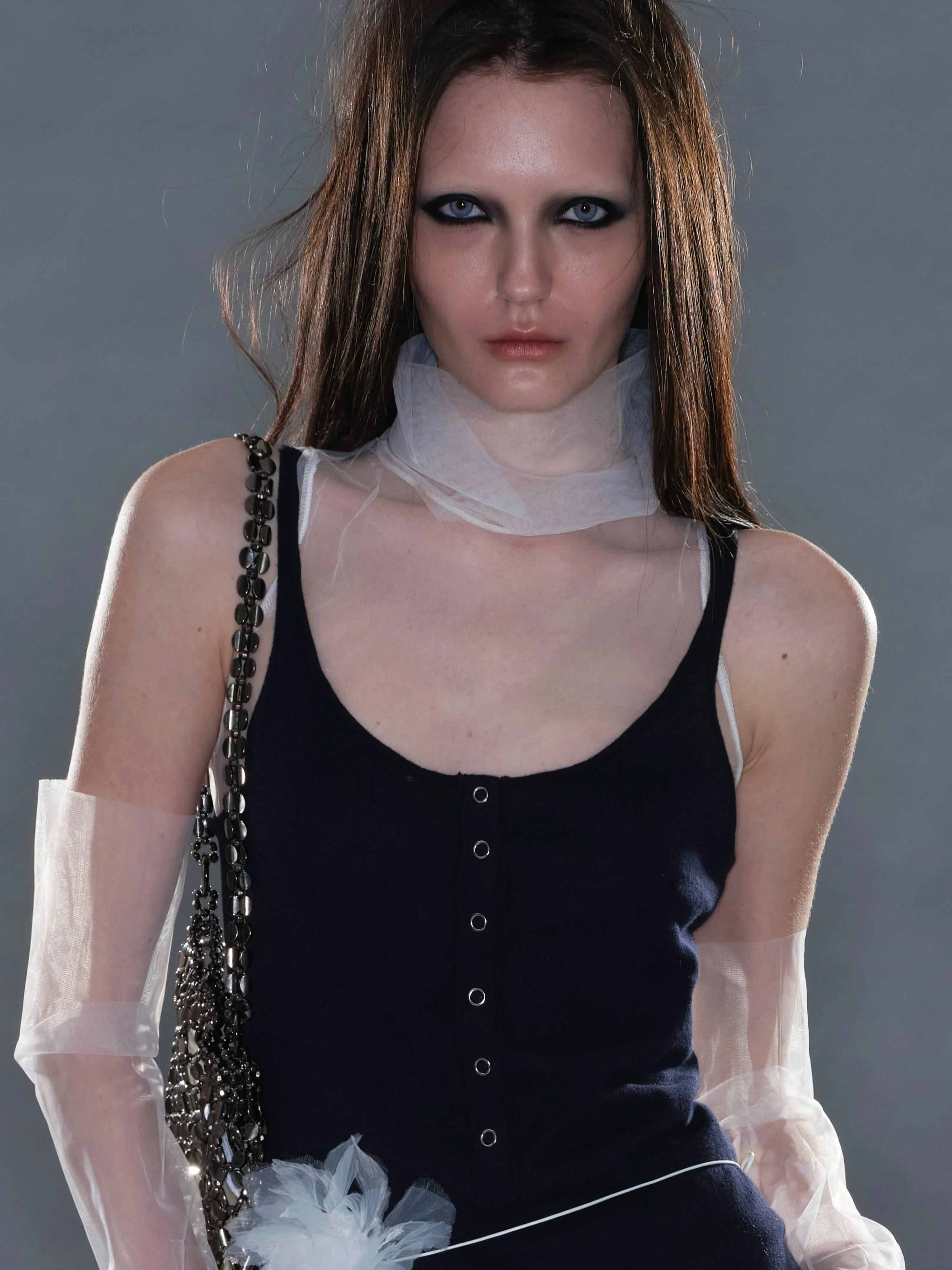 Mesh High-Neck Tank Top/ White - Image 2