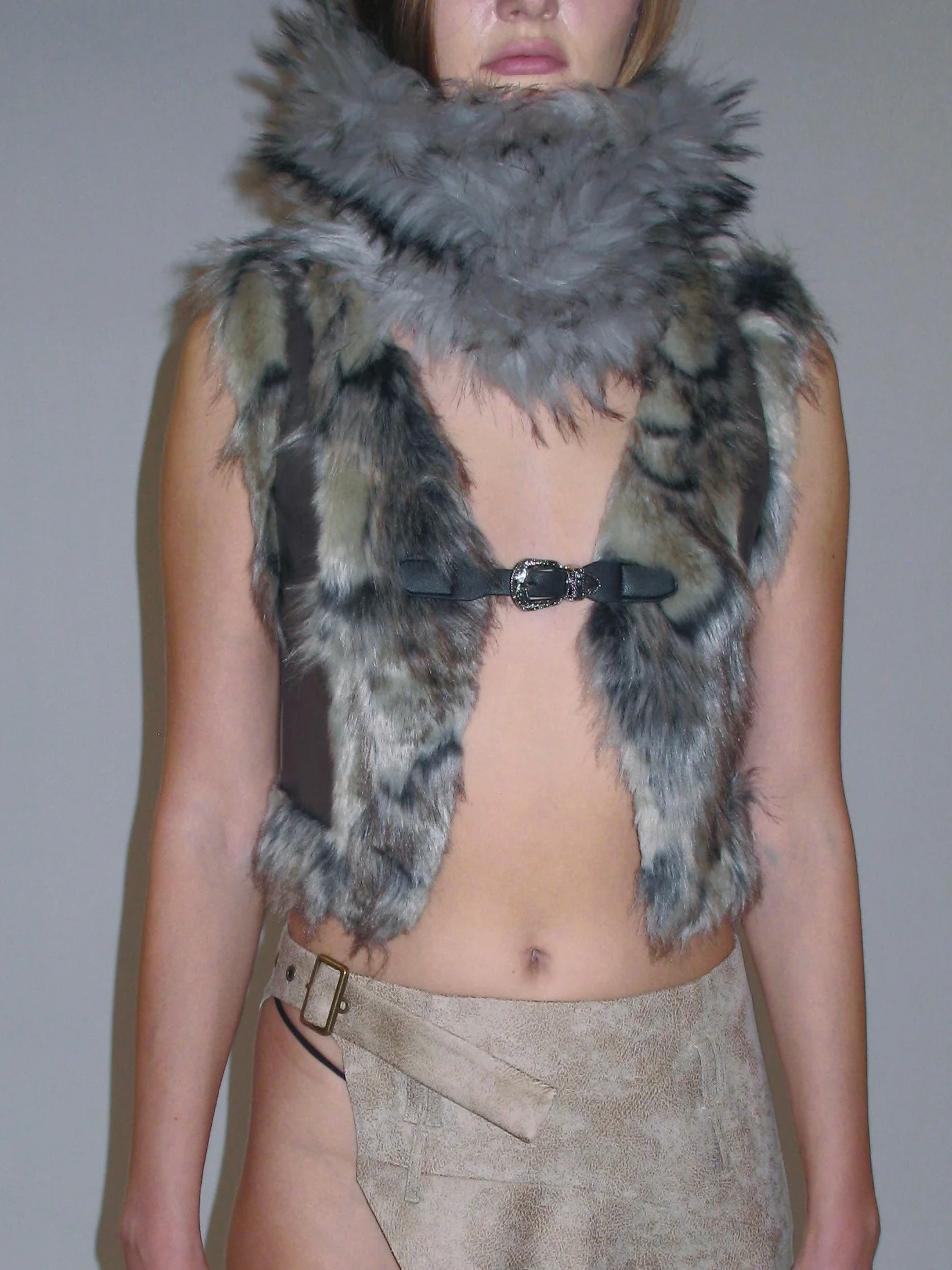 Moto Chic Faux Fur Buckle Vest - Image 6