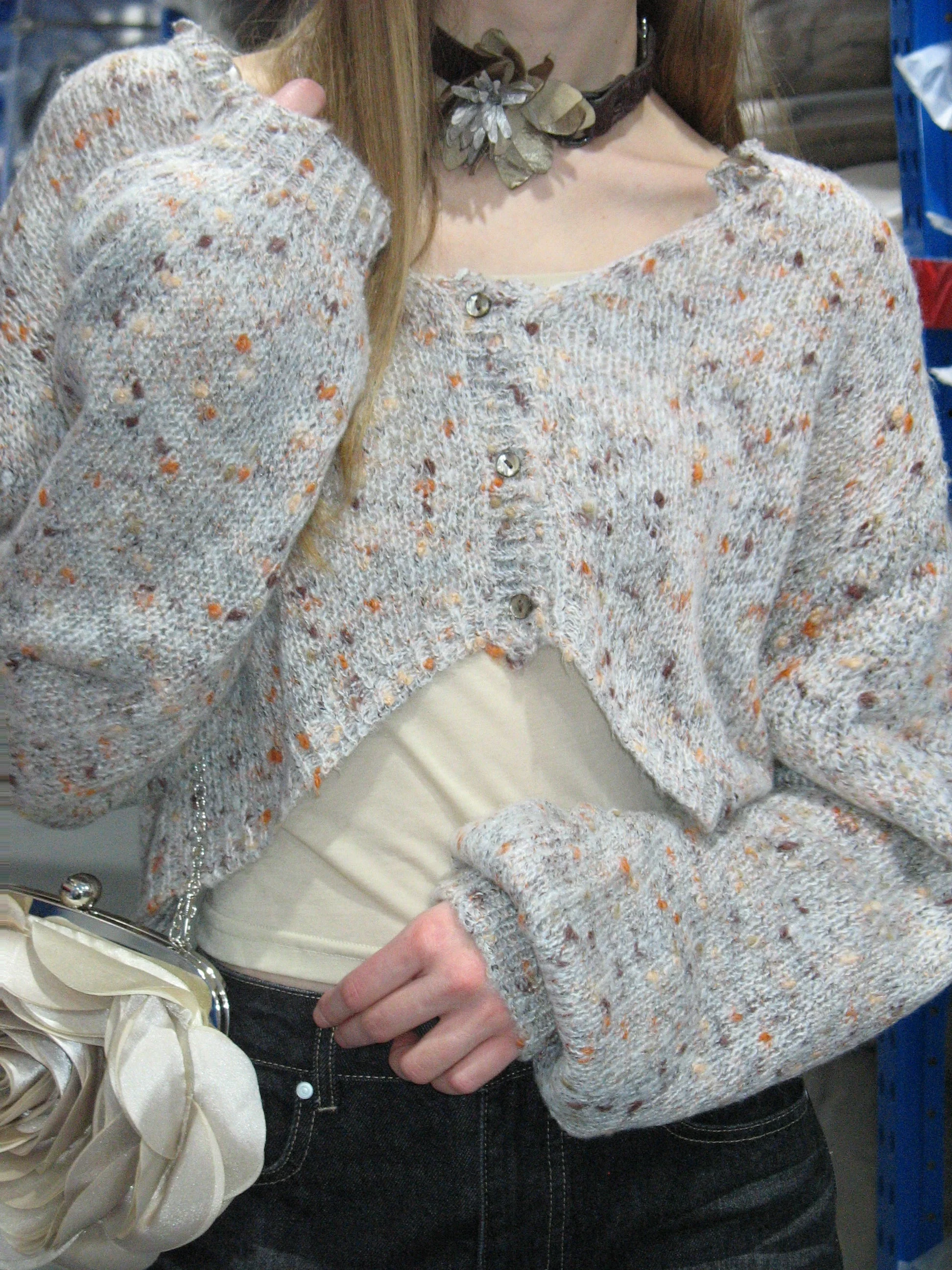 Multicolor Front Cropped Cardigan