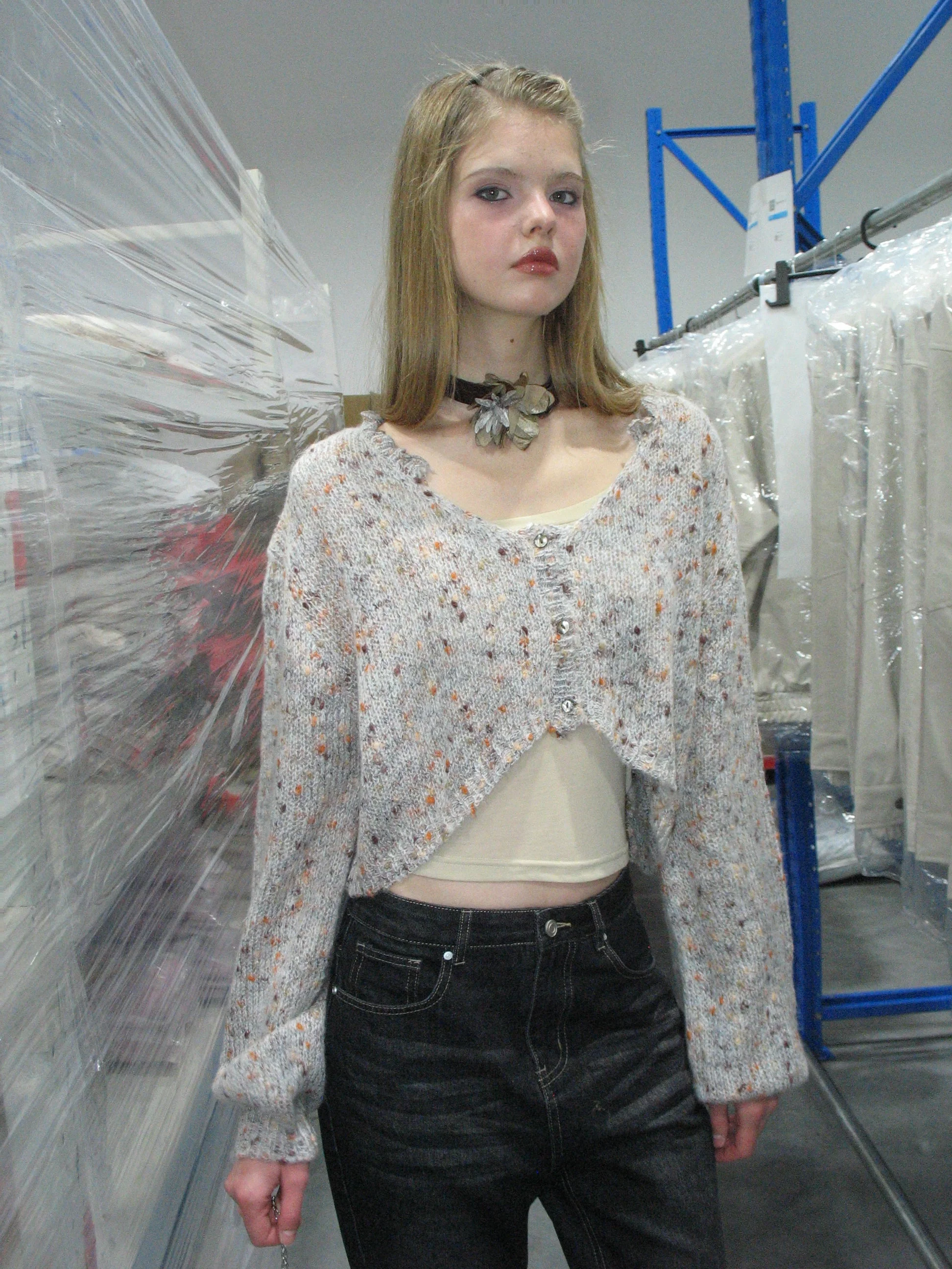 Multicolor Front Cropped Cardigan - Image 4