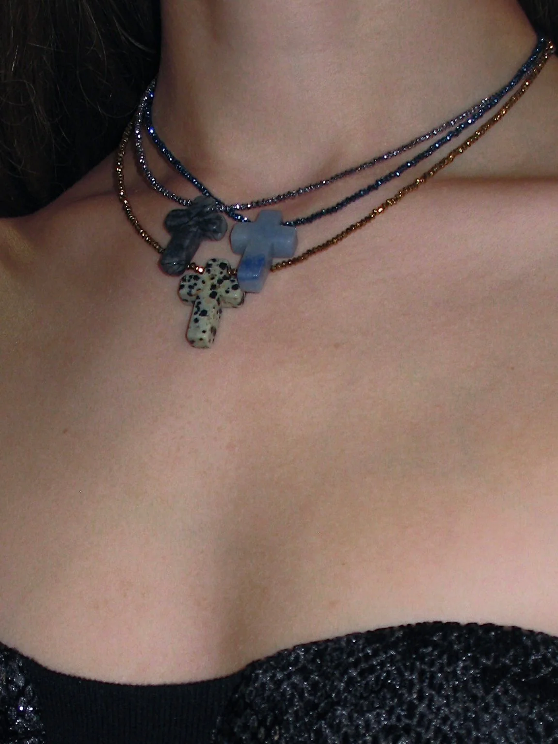 Multicolor Stone Cross Necklace - Image 2