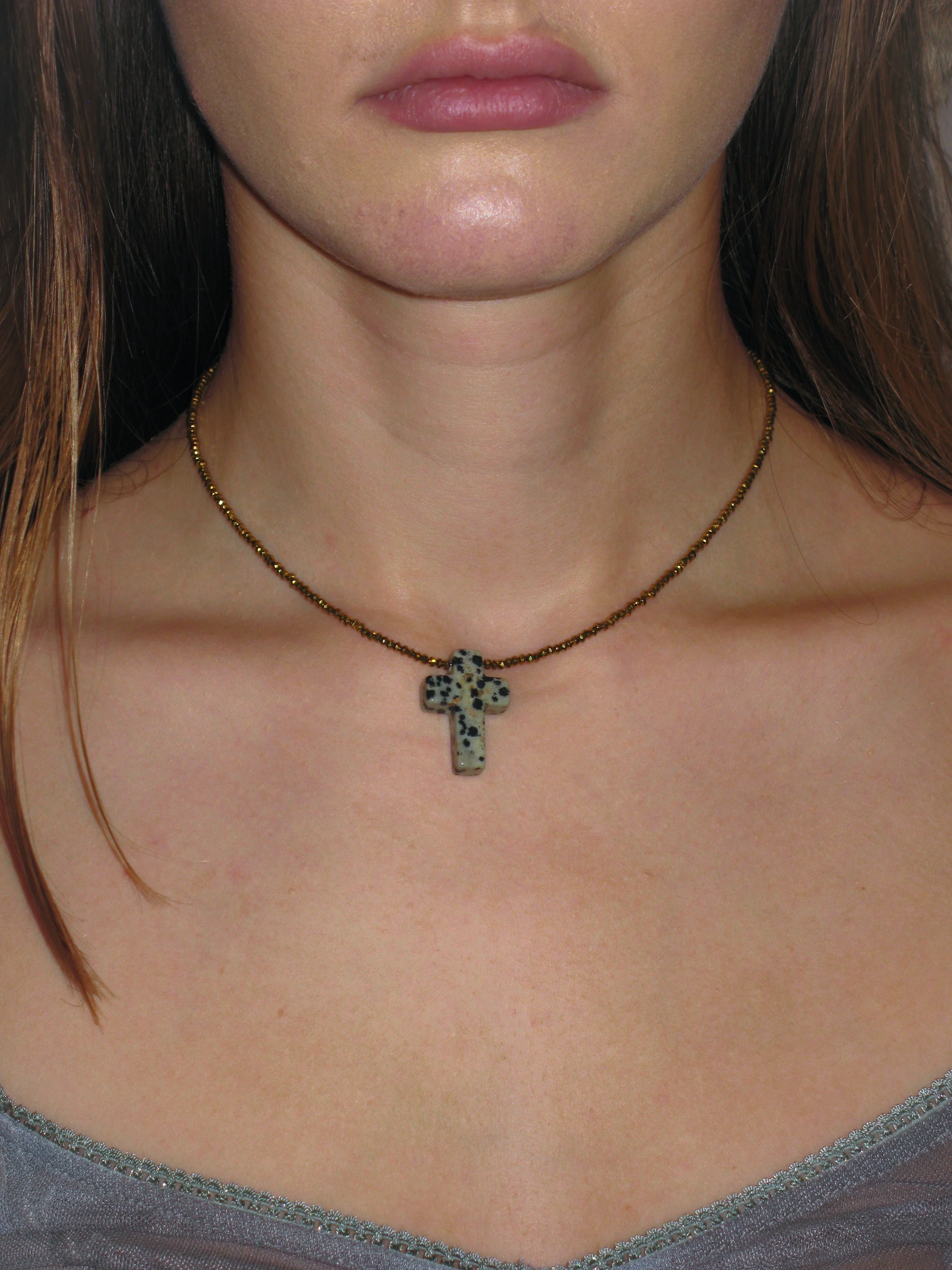 Multicolor Stone Cross Necklace - Image 9