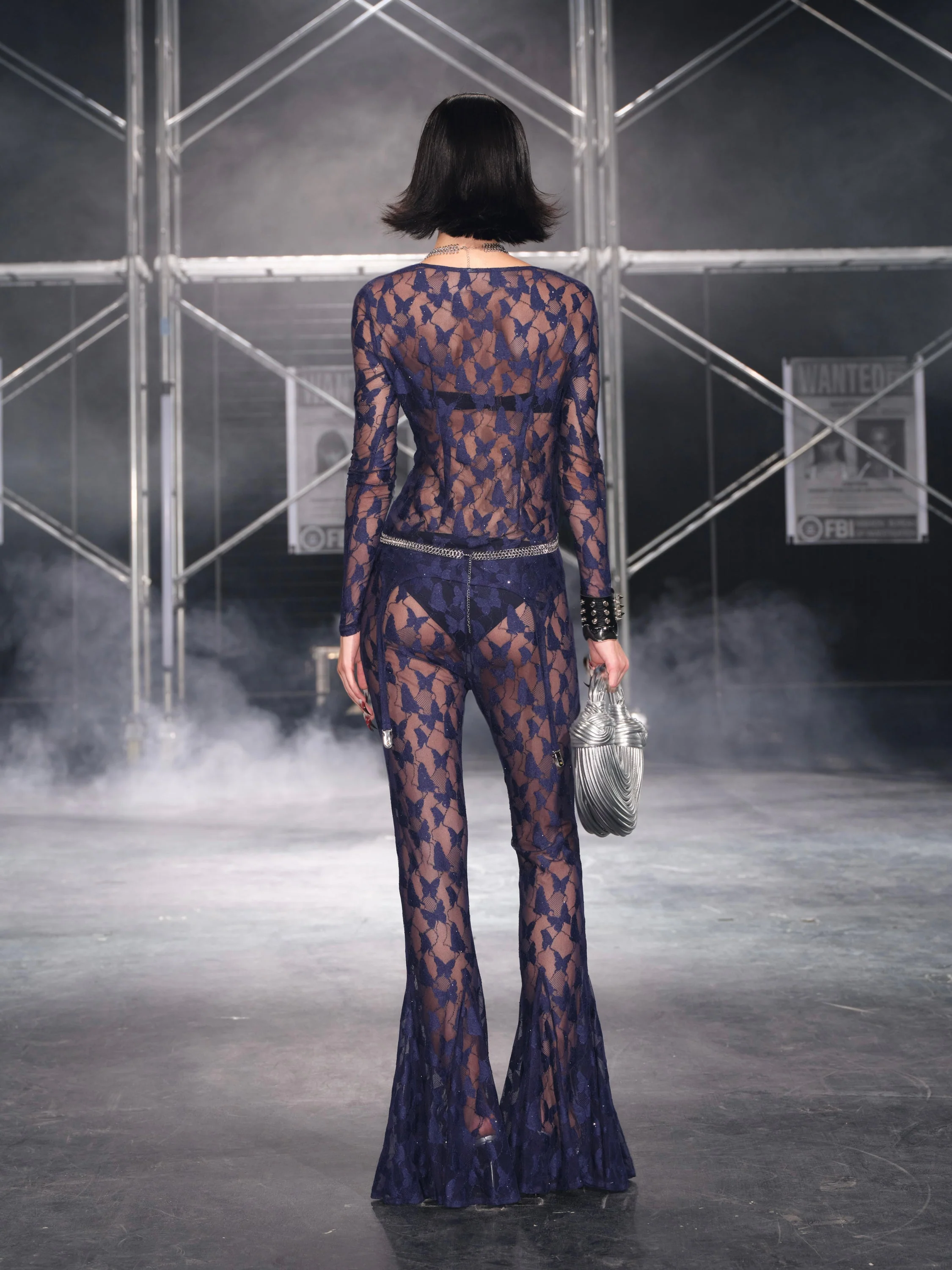 Nadia V-neck Top In Navy Butterfly - Image 9