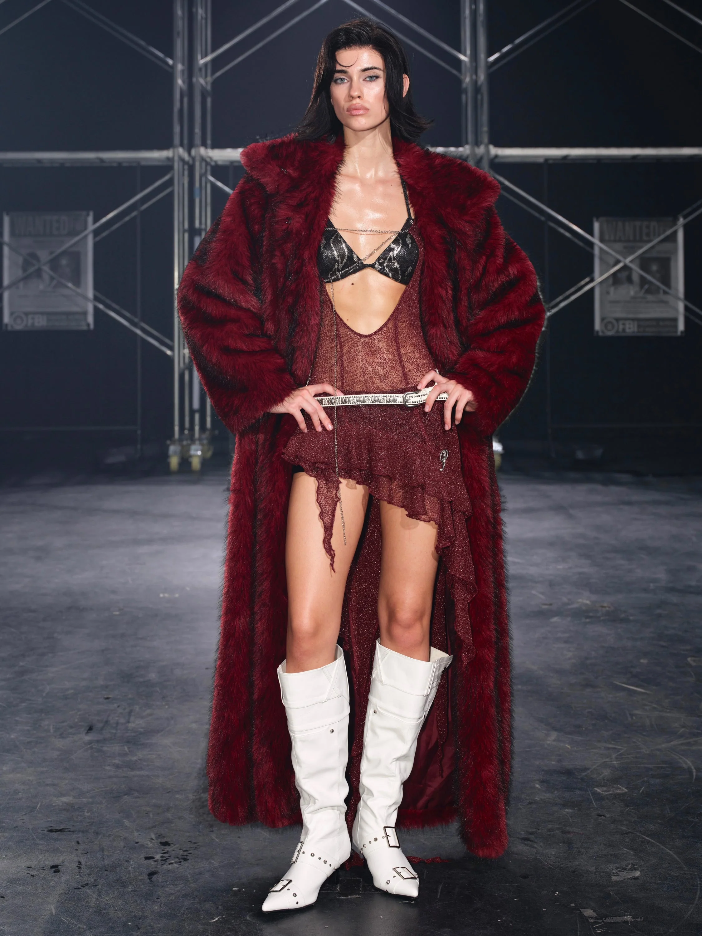 Nyra Oversized Faux Fur Coat Red - Image 10