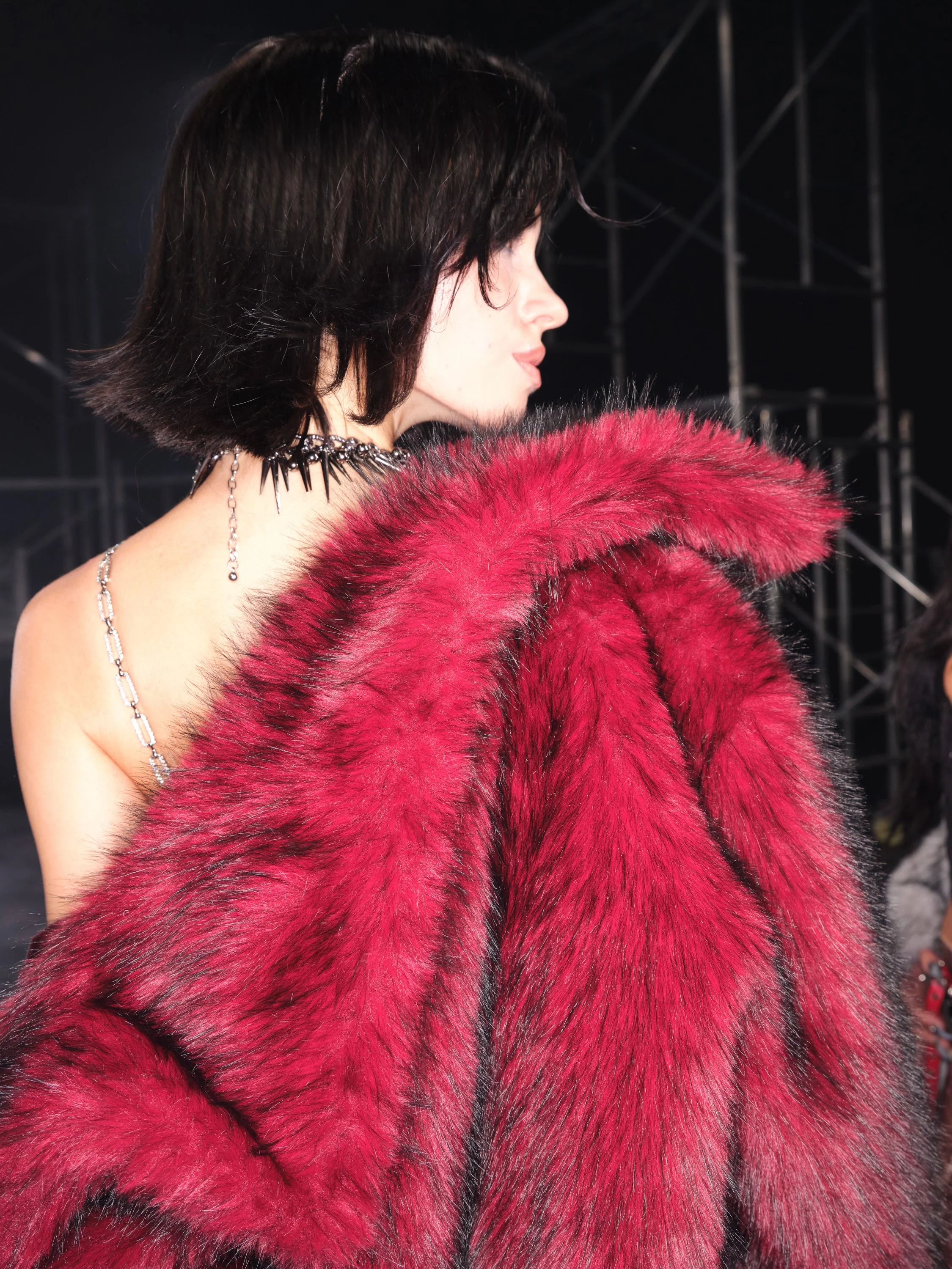 Nyra Oversized Faux Fur Coat Red - Image 11