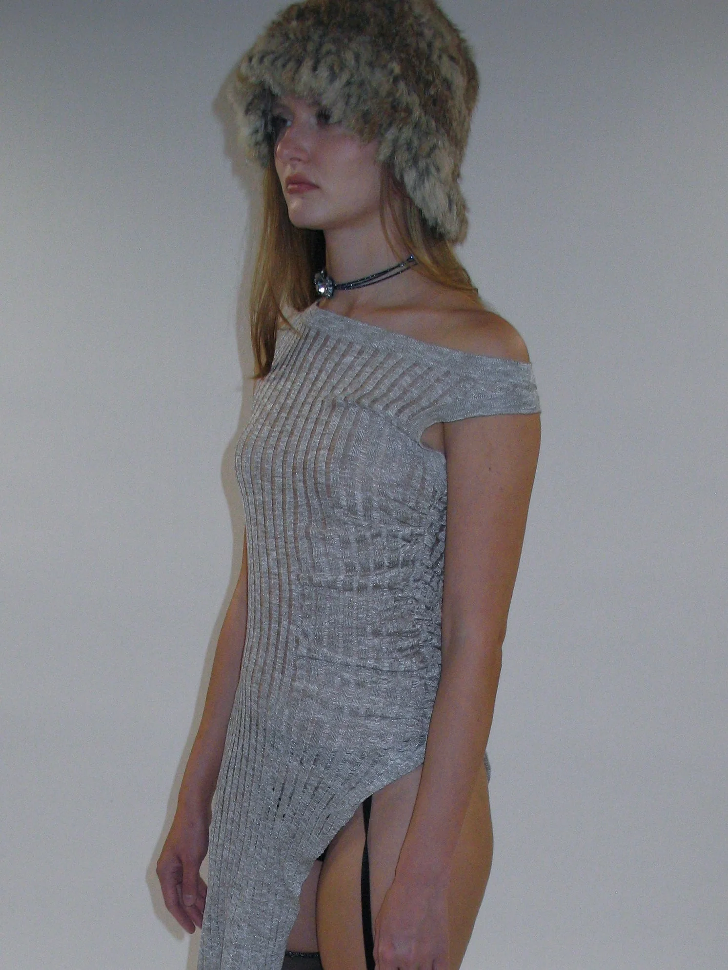 Off-Shoulder Slit Knit Top - Image 8