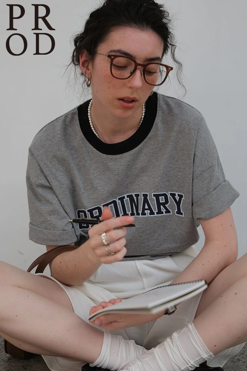 Ordinary Oversized Short Sleeve T-Shirt / Gray Black - Image 7