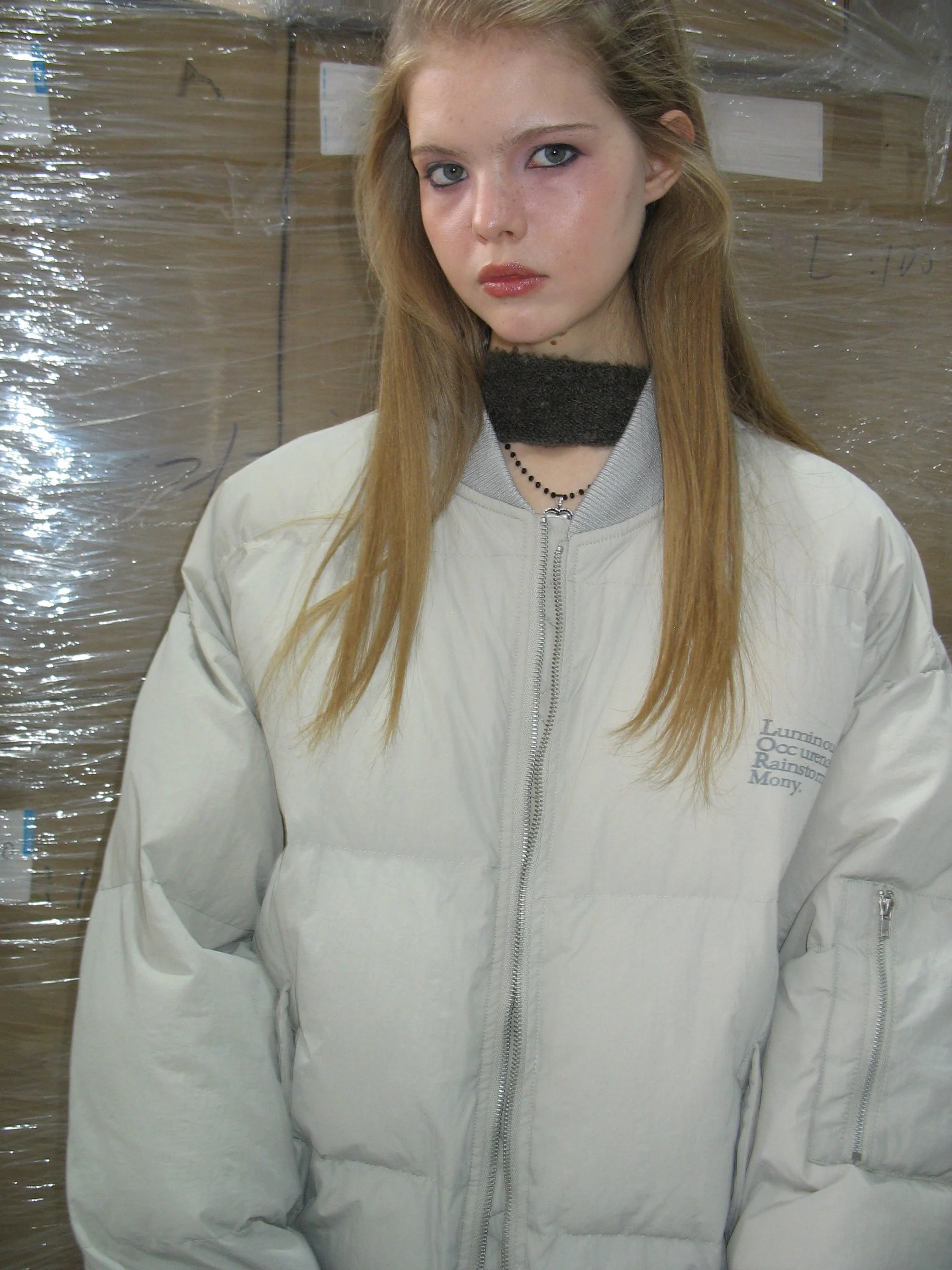 Light Gray Puffer Jacket - Image 2