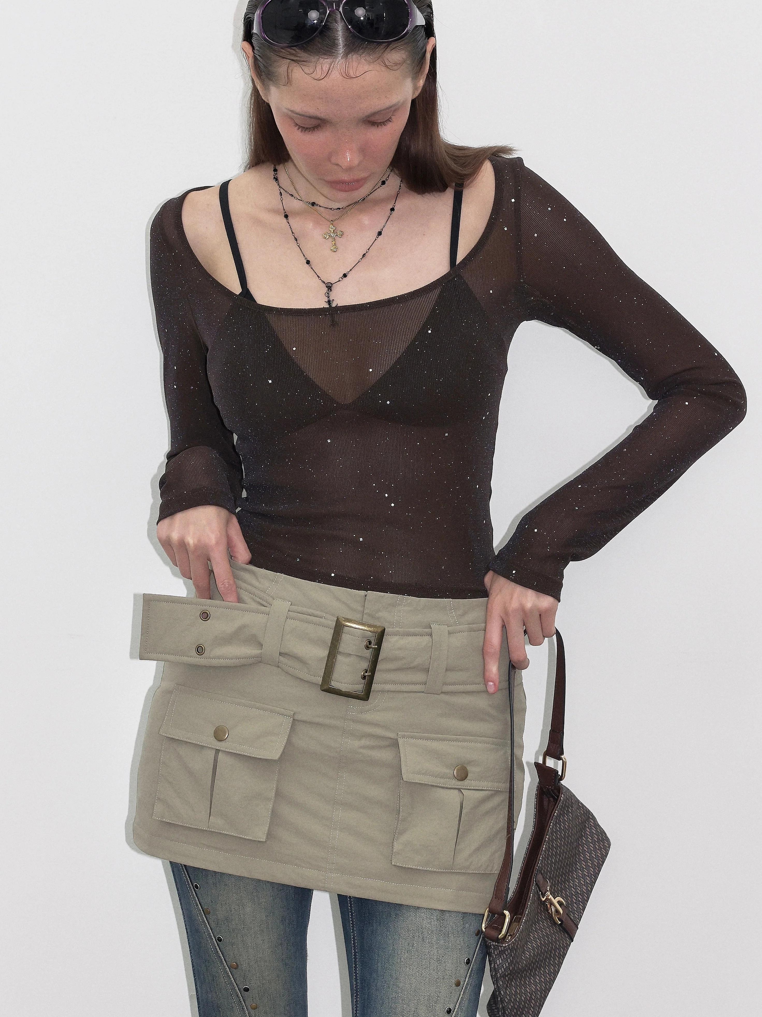 Rhinestone Semi-Sheer Long Sleeve - Image 6