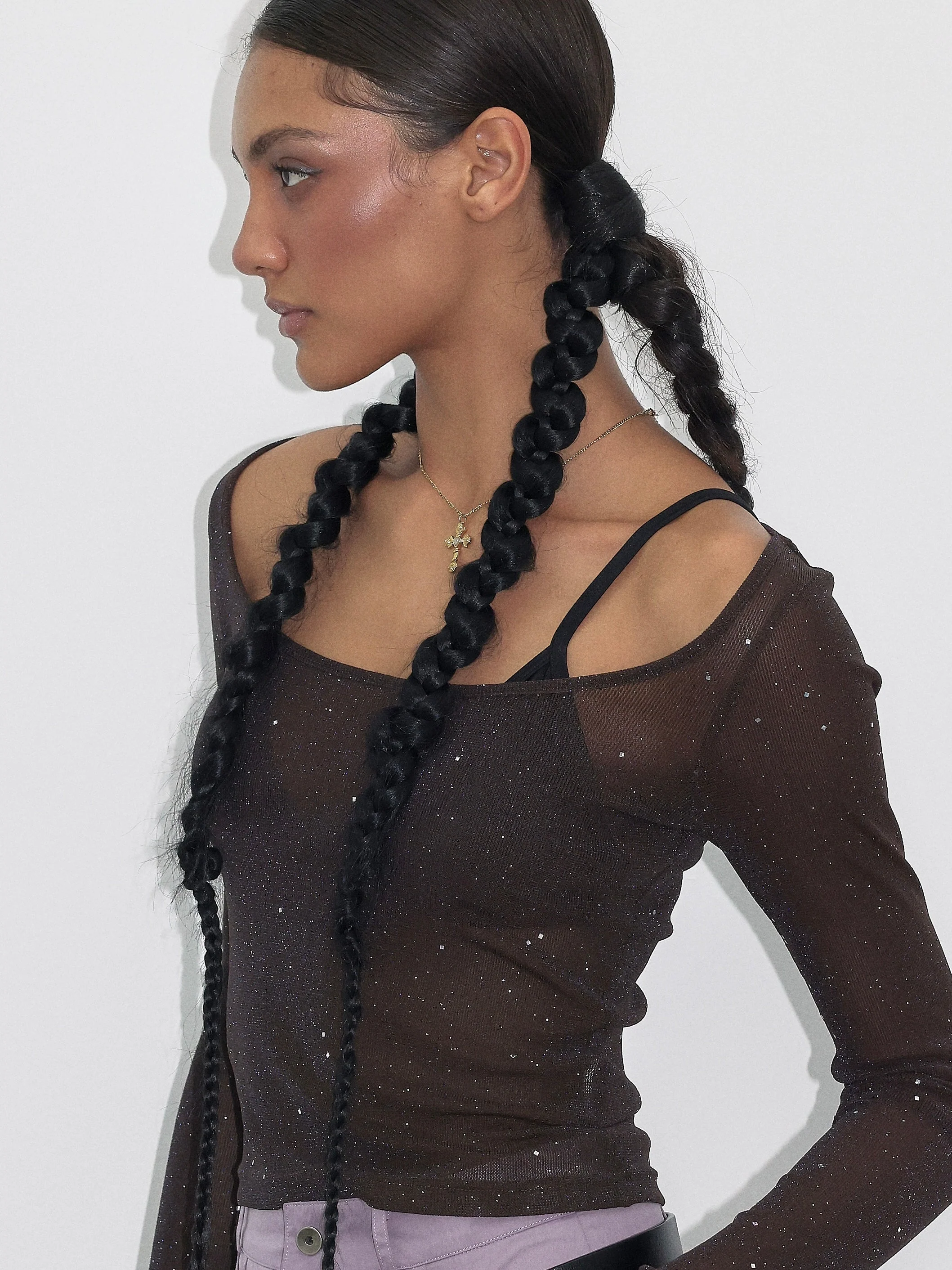 Rhinestone Semi-Sheer Long Sleeve - Image 8