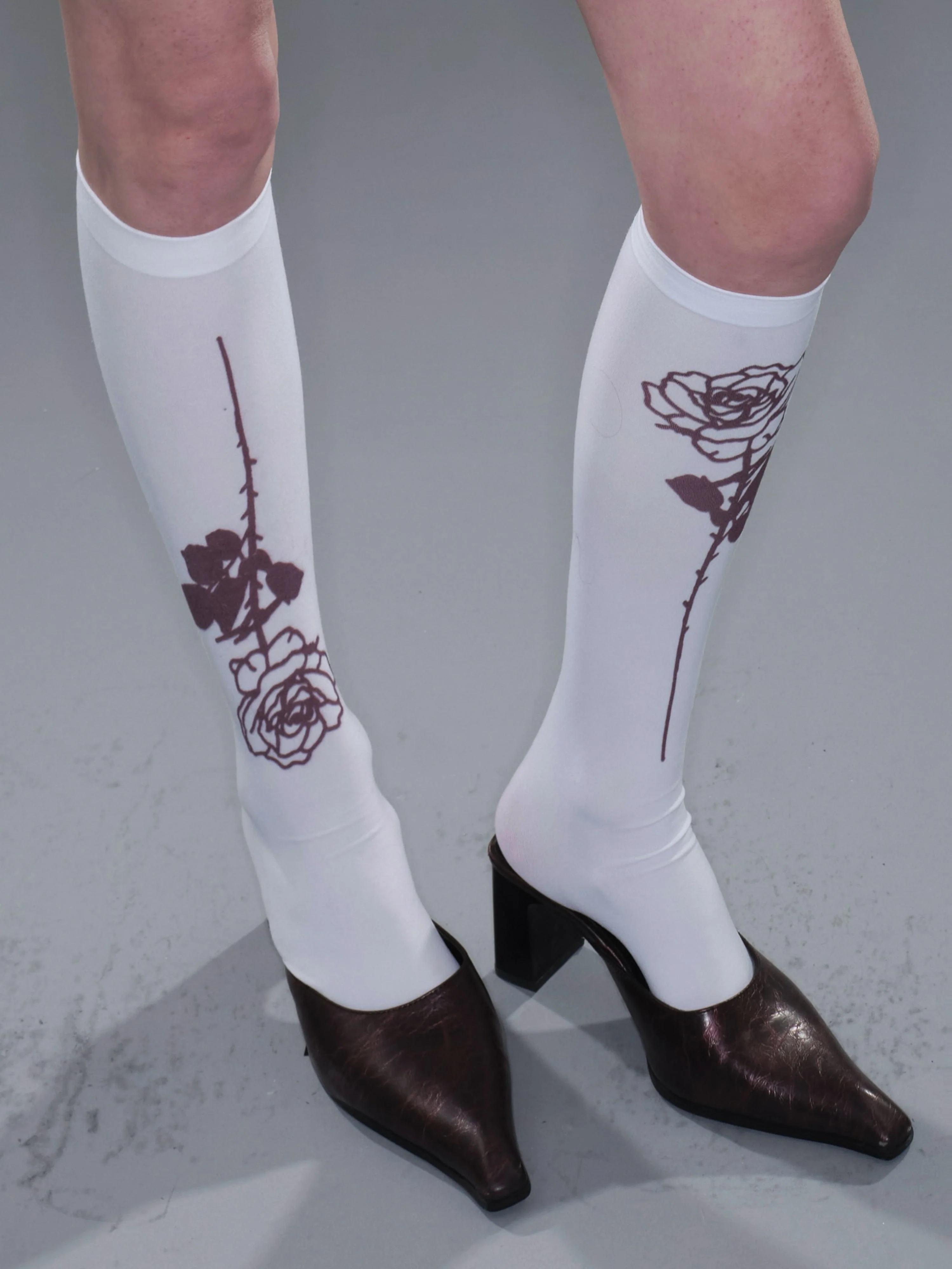 Roses 120D Velvet High-Knee Stockings