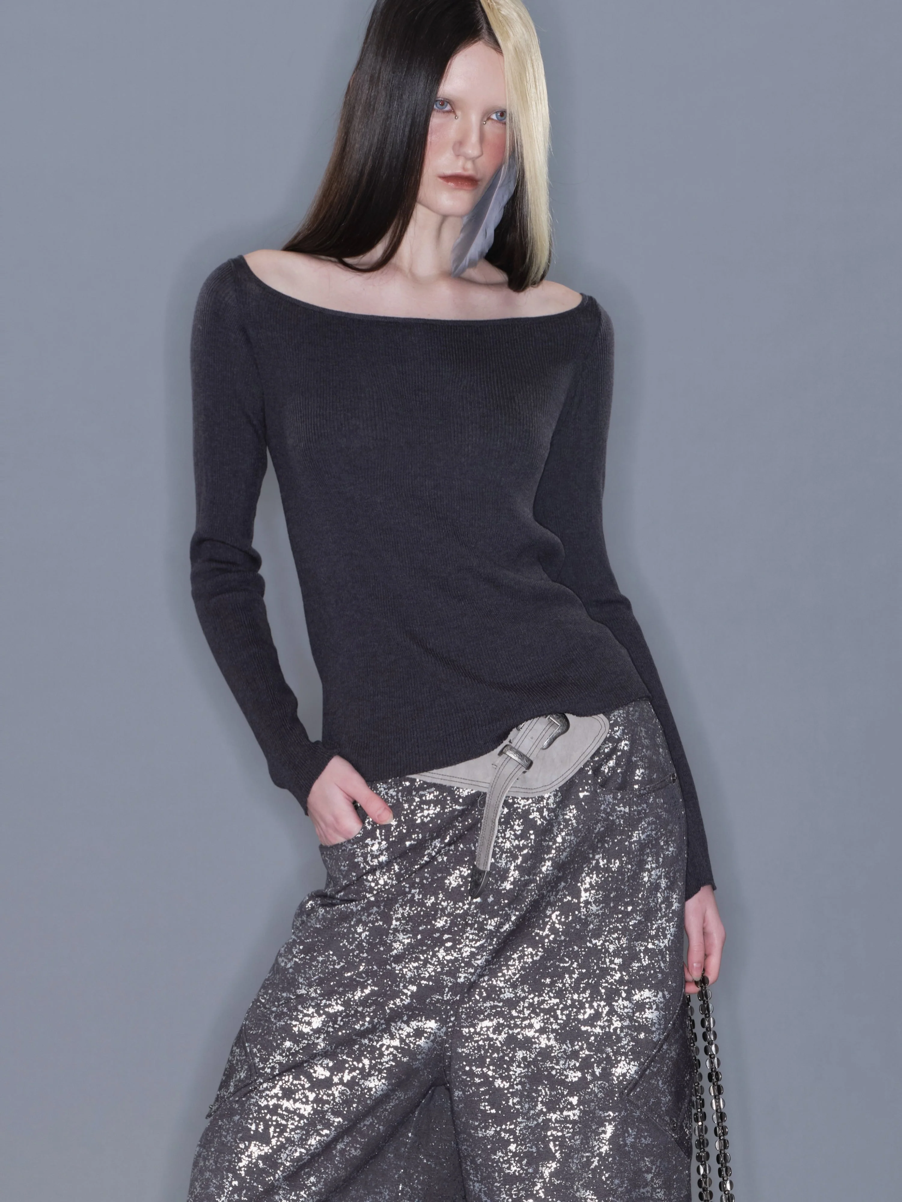 Multiway Round Neck Beaded Knit Top - Image 3