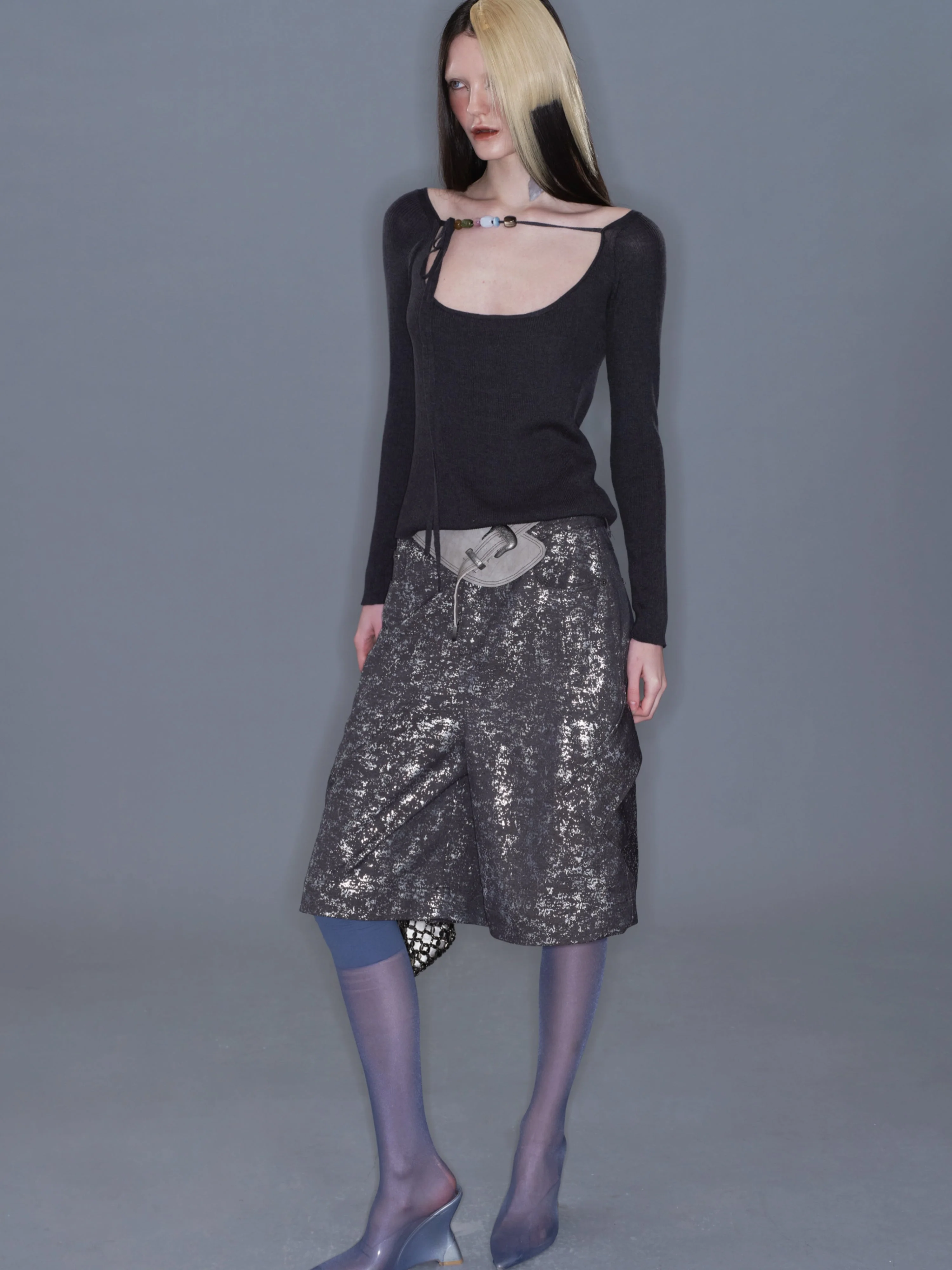 Multiway Round Neck Beaded Knit Top - Image 5